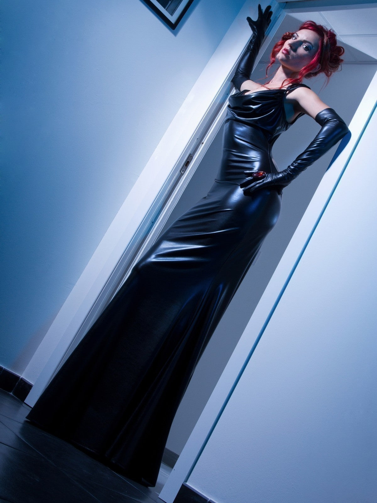 wetlookkleid, wetlook, Wetlook Kleid Kunstlederkleid, minikleid, Minikleid aus Kunstleder, schwarzes Minikleid, schwarz, Kunstleder schwarz, 709501 , mattschwarz, lederkleid, Catanzaro