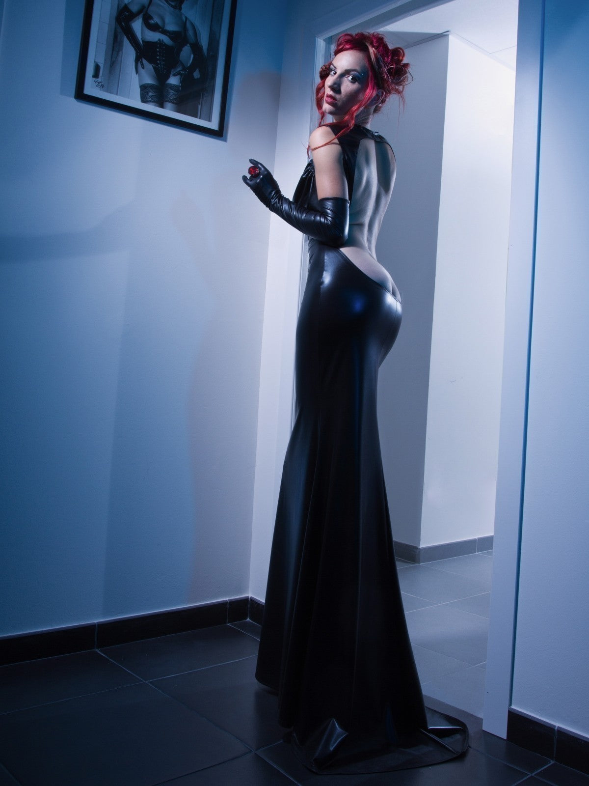 wetlookkleid, wetlook, Wetlook Kleid Kunstlederkleid, minikleid, Minikleid aus Kunstleder, schwarzes Minikleid, schwarz, Kunstleder schwarz, 709501 , mattschwarz, lederkleid, Catanzaro