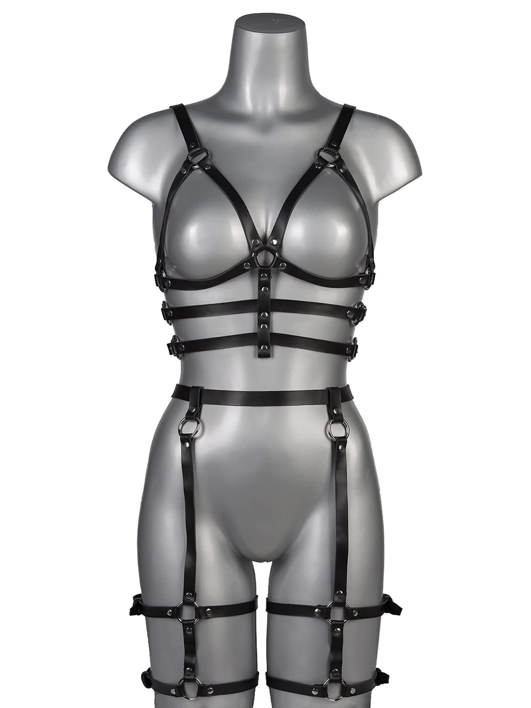 SUBJECTION - Real leather harness suspender holder