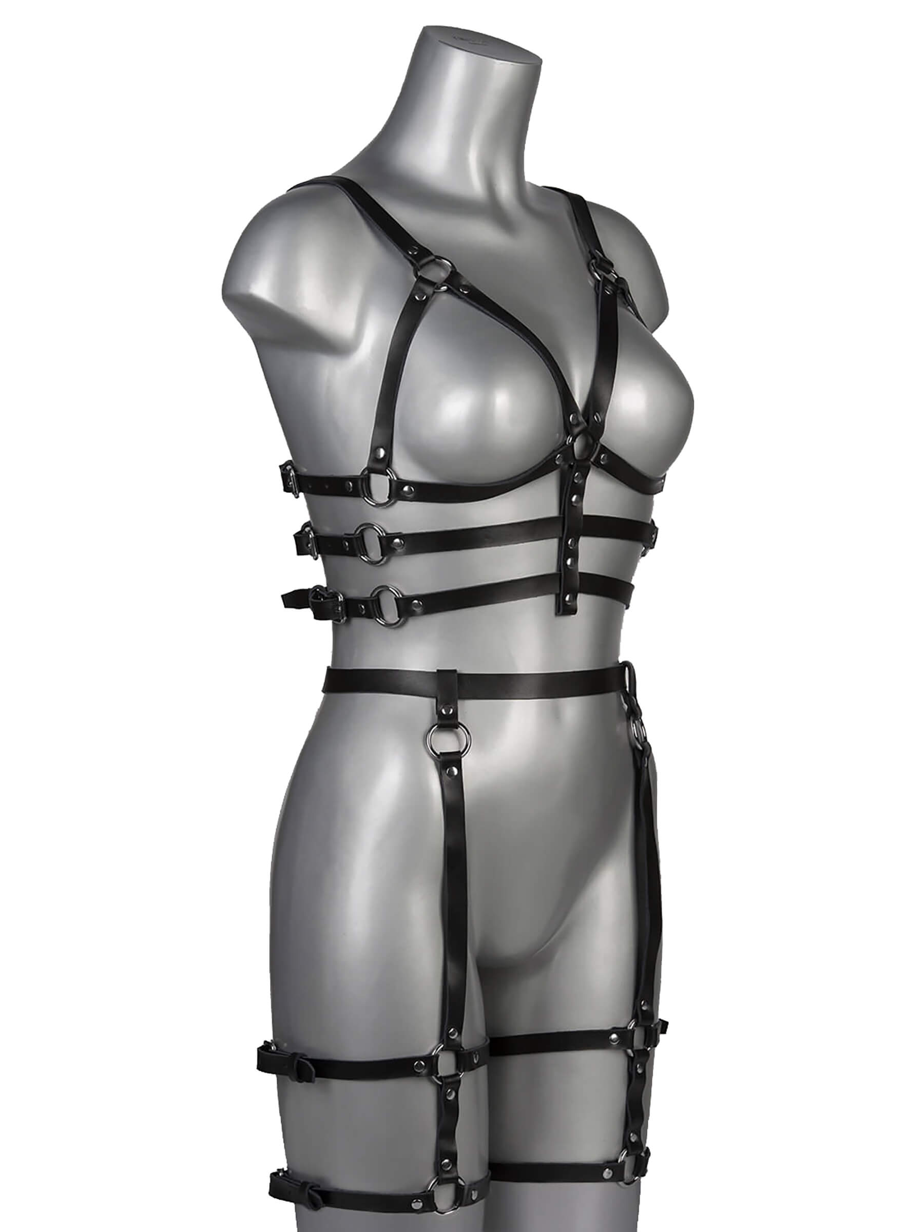 SUBJECTION - Real leather harness suspender holder