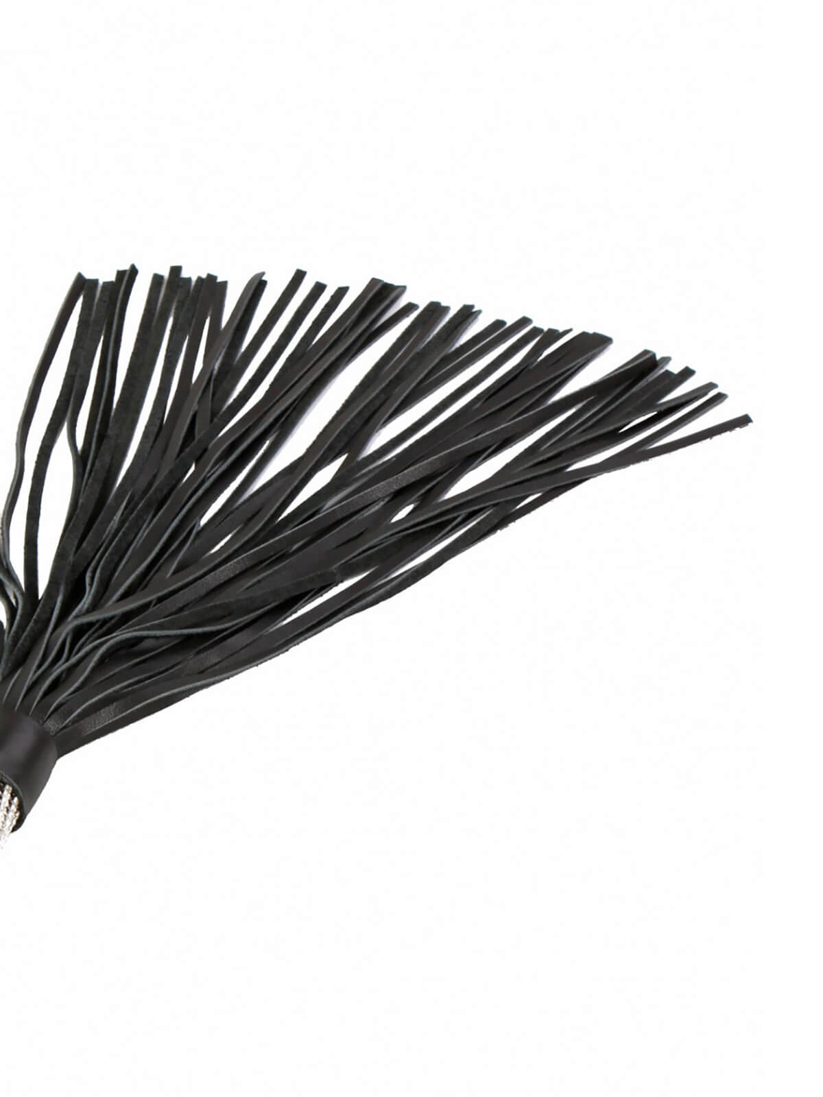 Schwarzer Flogger mit Strassgriff 50 cm