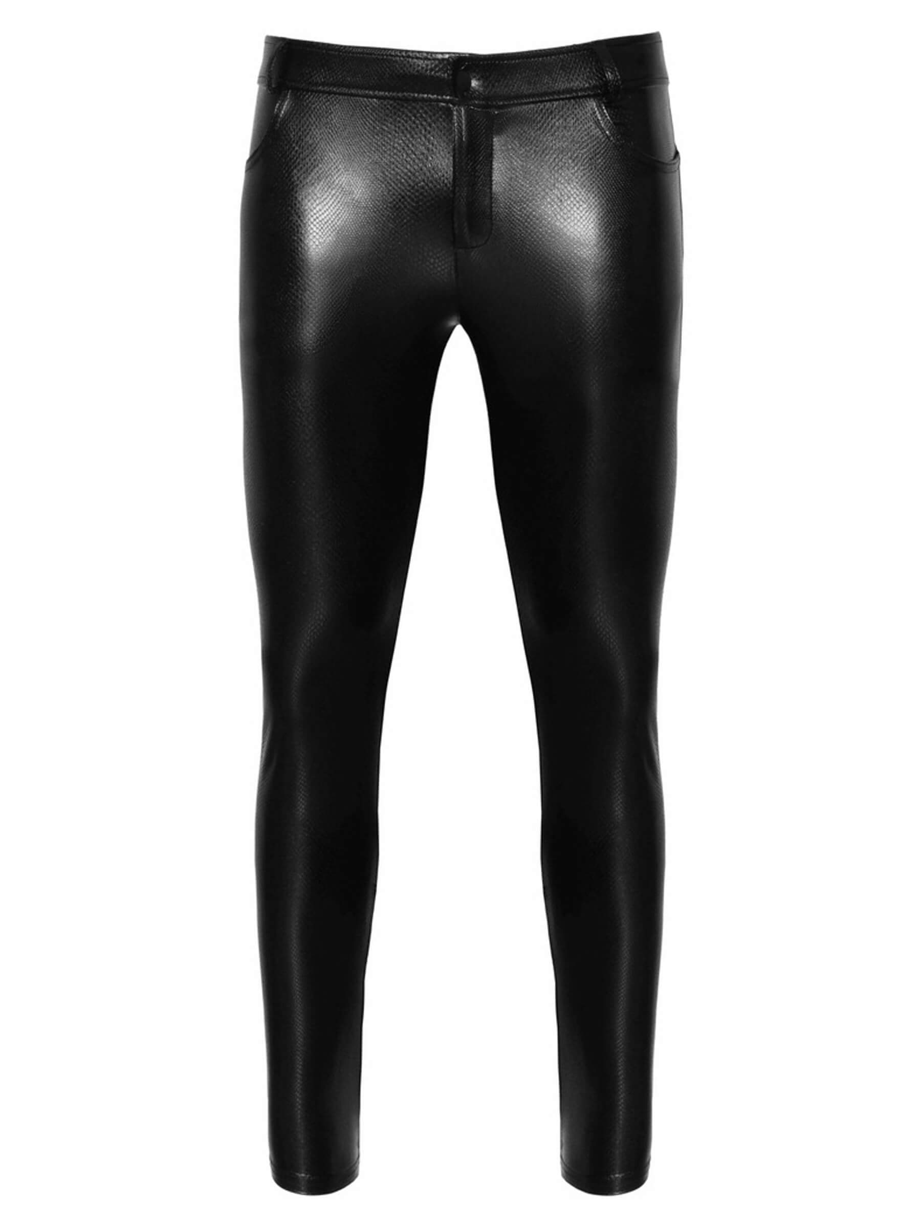 Men's wetlook trousers snake print