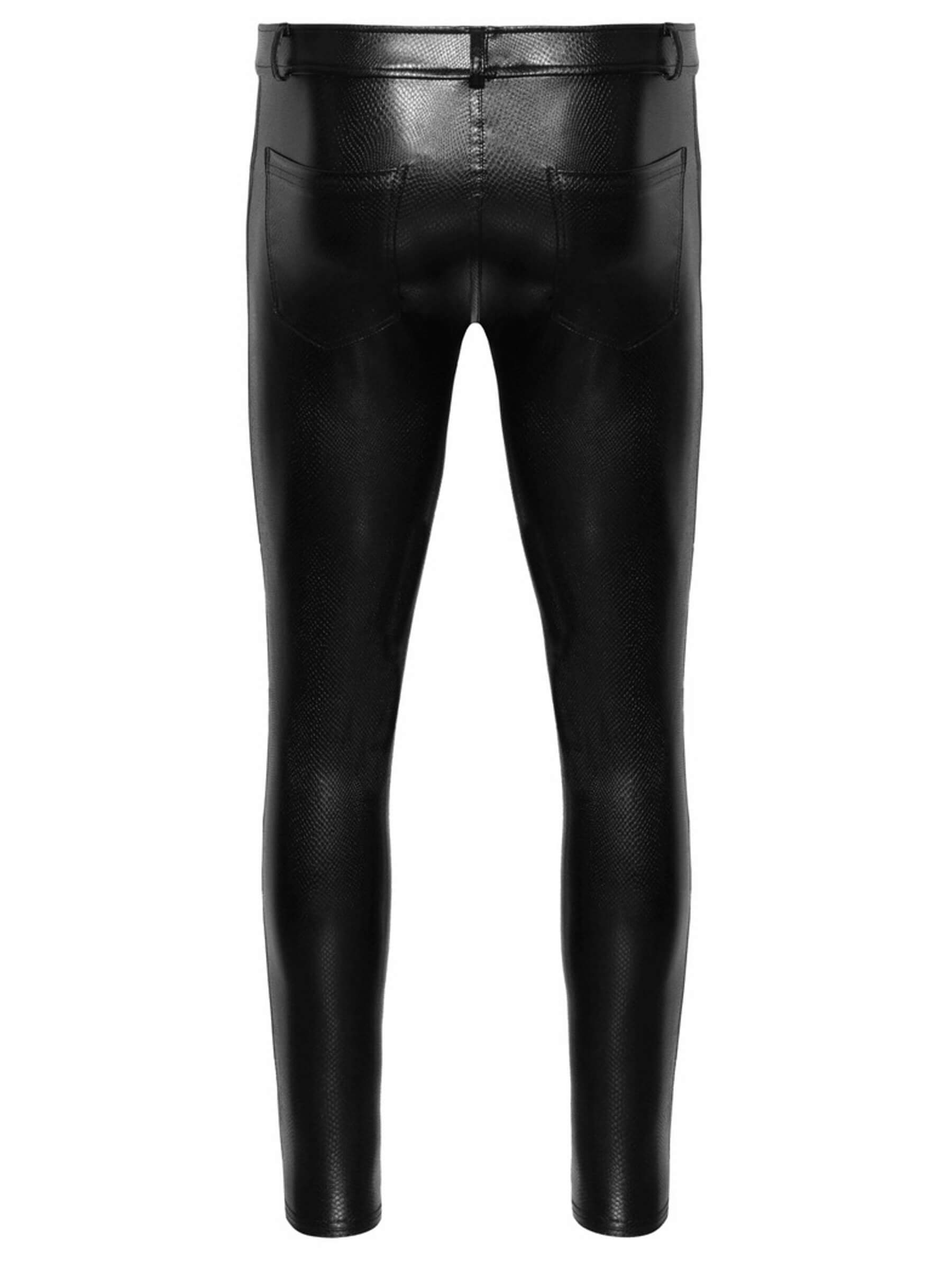 Men's wetlook trousers snake print