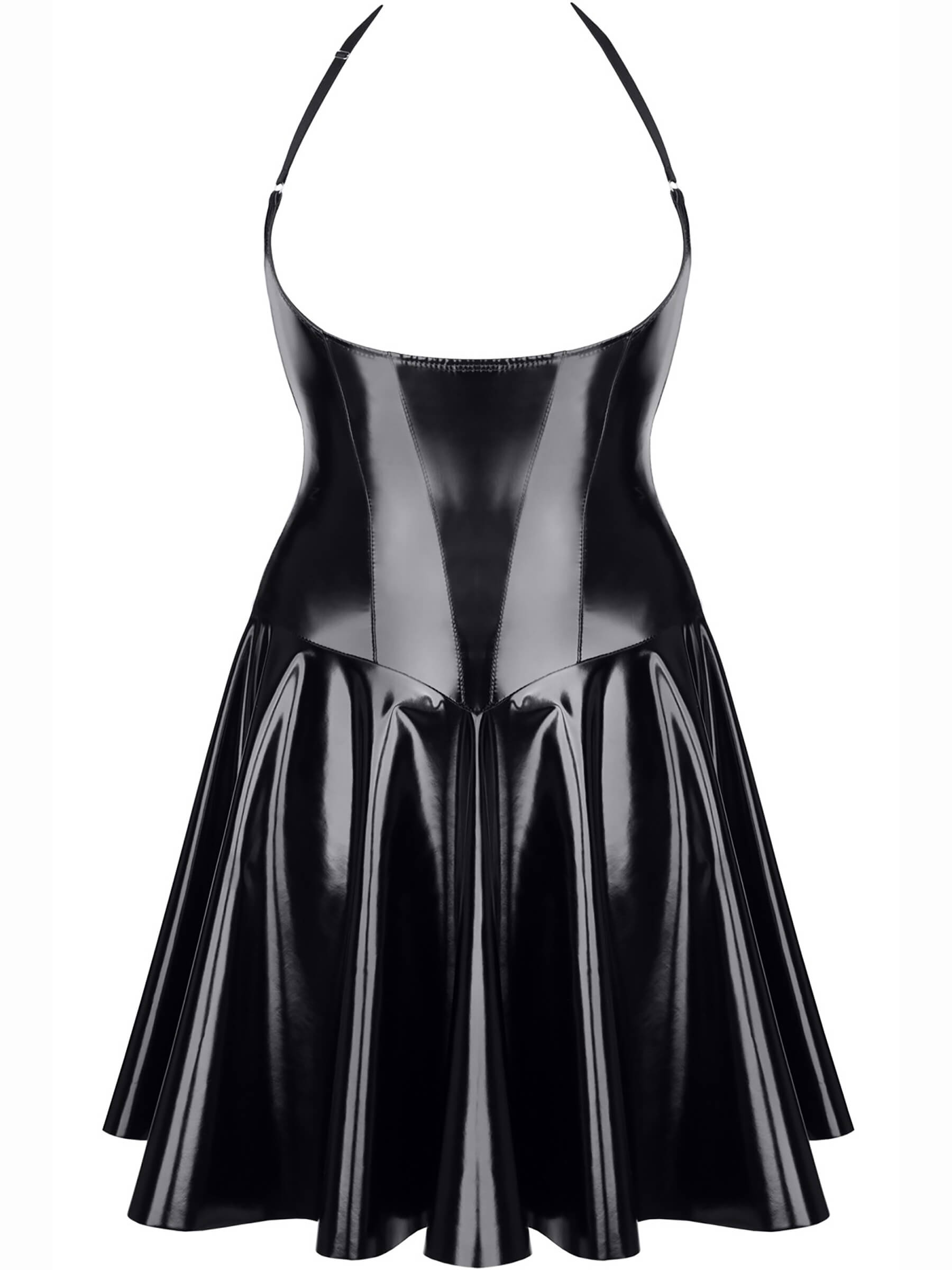 patent leather dress, topless
