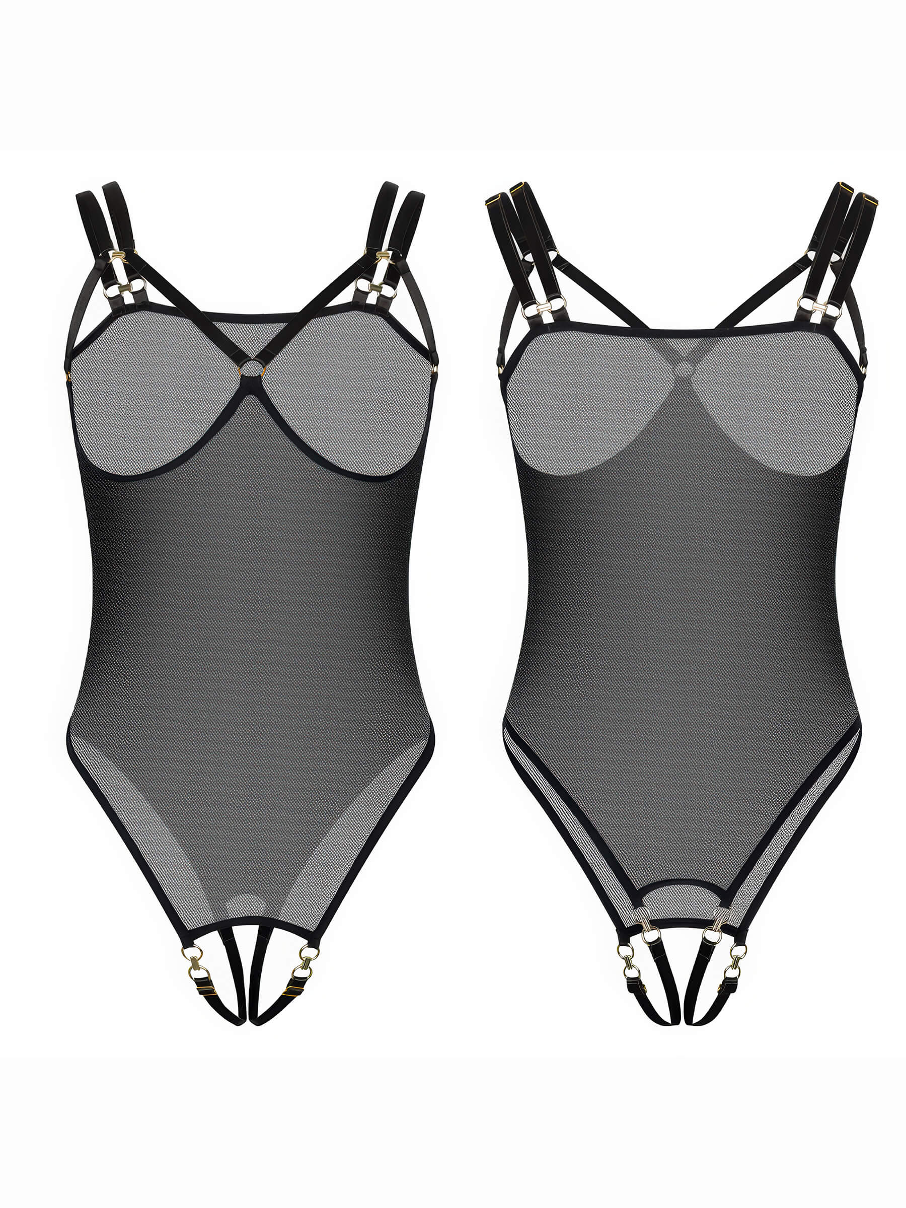 Black Transparent Mesh Body – Cup &amp; Crotchless Body
