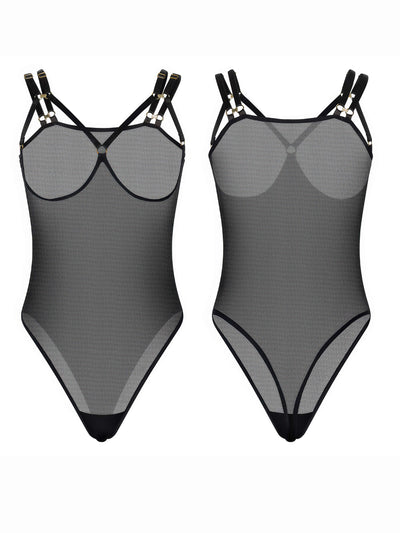 Schwarzer Netz-Body Topless