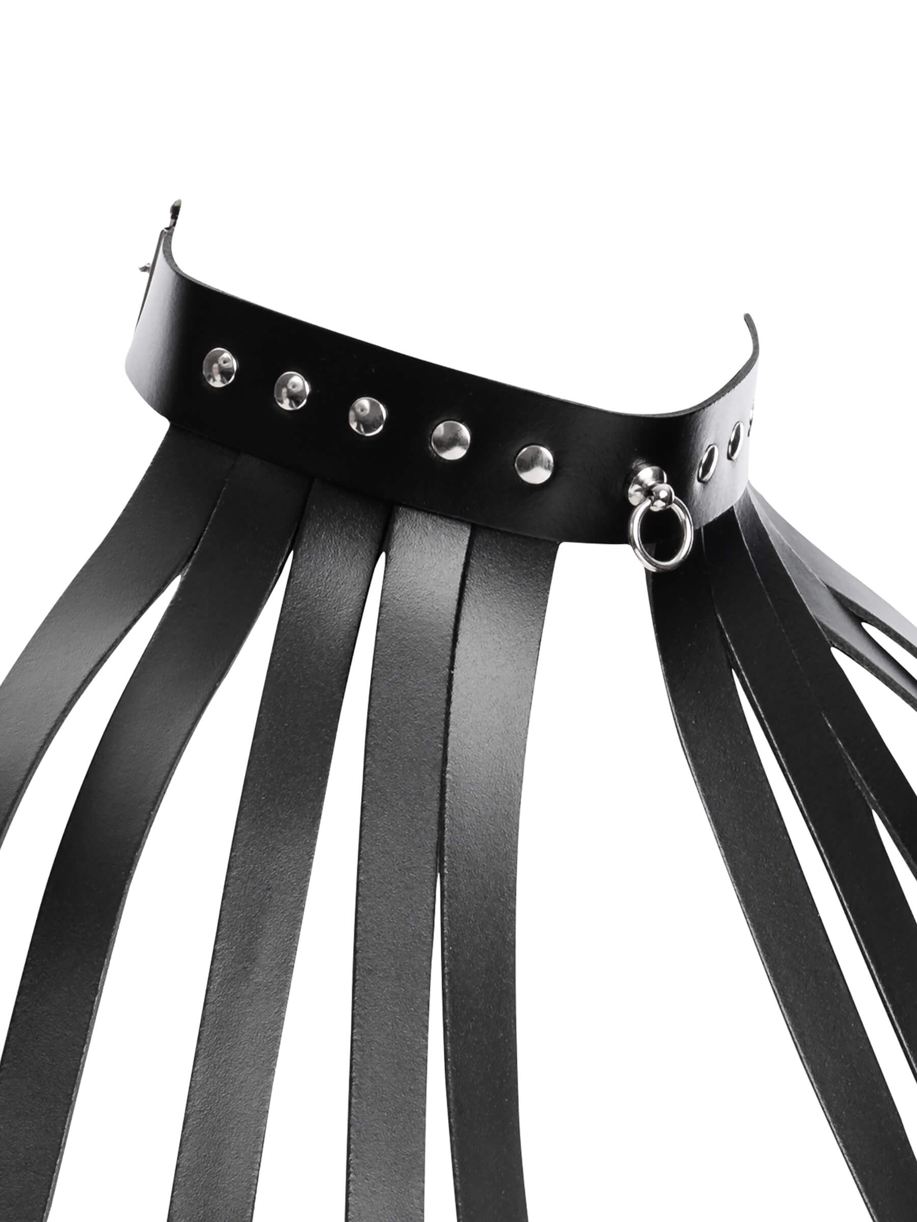Leder Brustharness mit Halsband – Schwarz