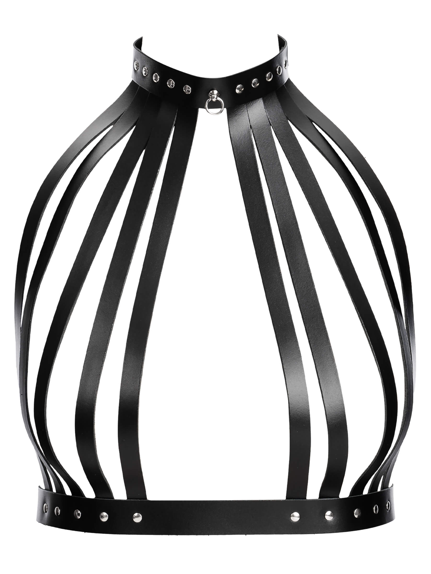 Leder Brustharness mit Halsband – Schwarz