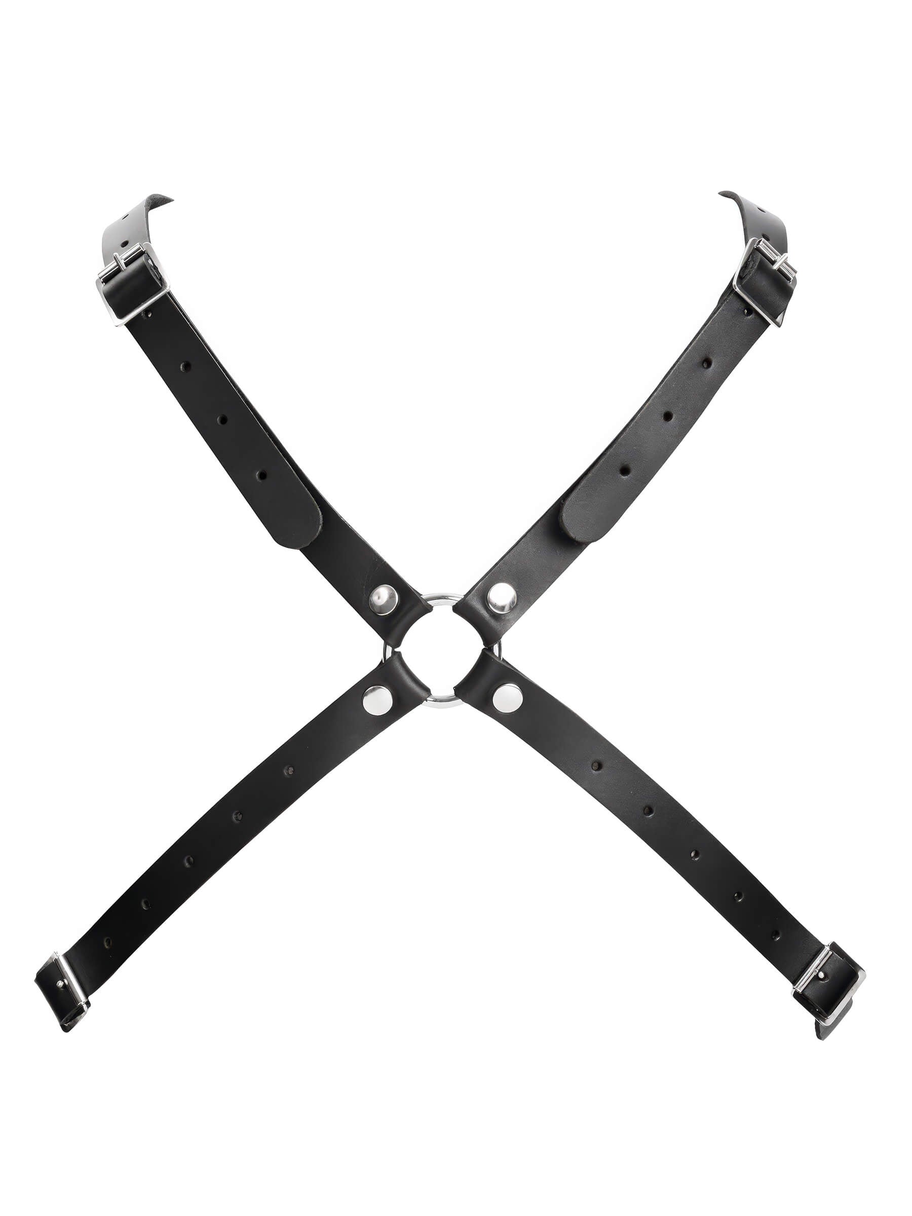 Leder Brustharness mit Halsband – Schwarz