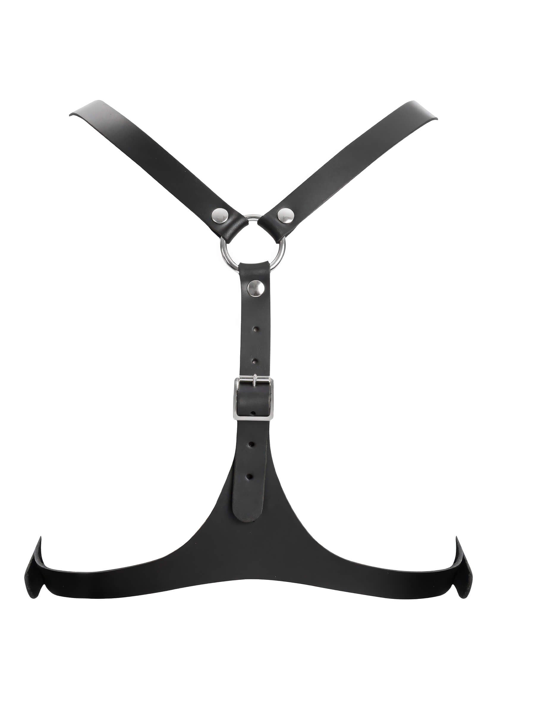 Leder Brustharness mit Halsband – Schwarz
