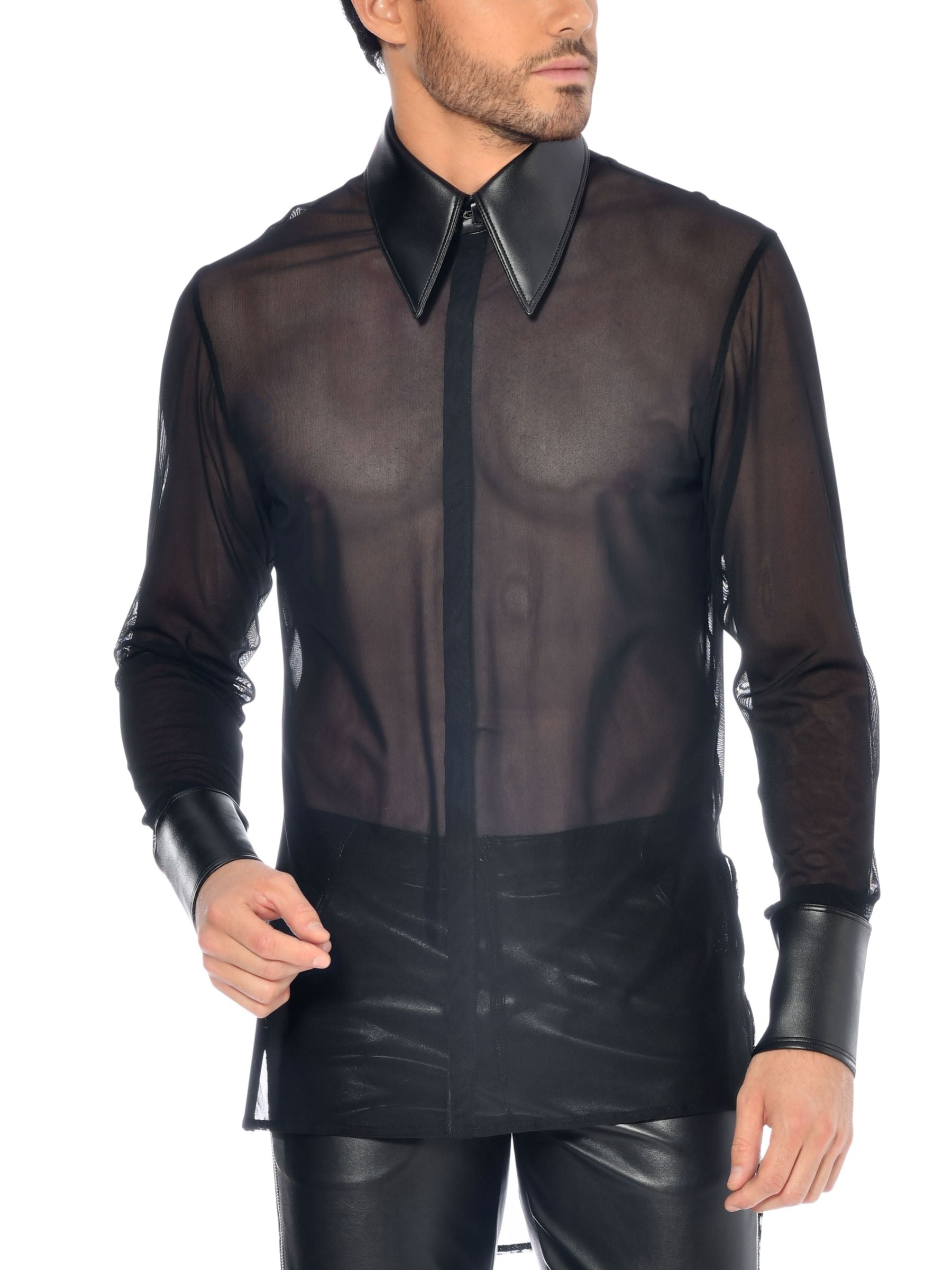 Jayden men's shirt, black, transparent