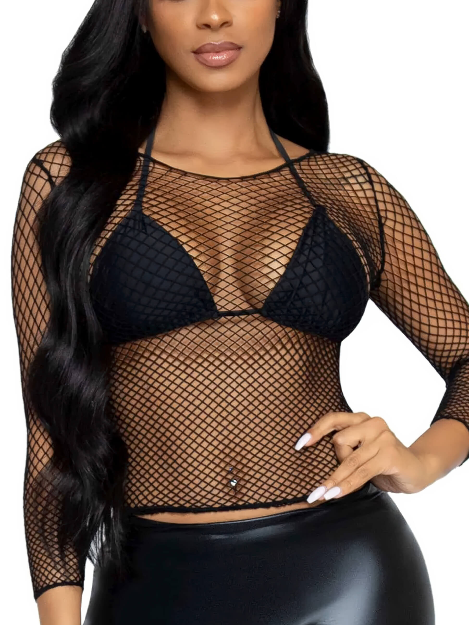 Langarm Fishnet Netz Shirt