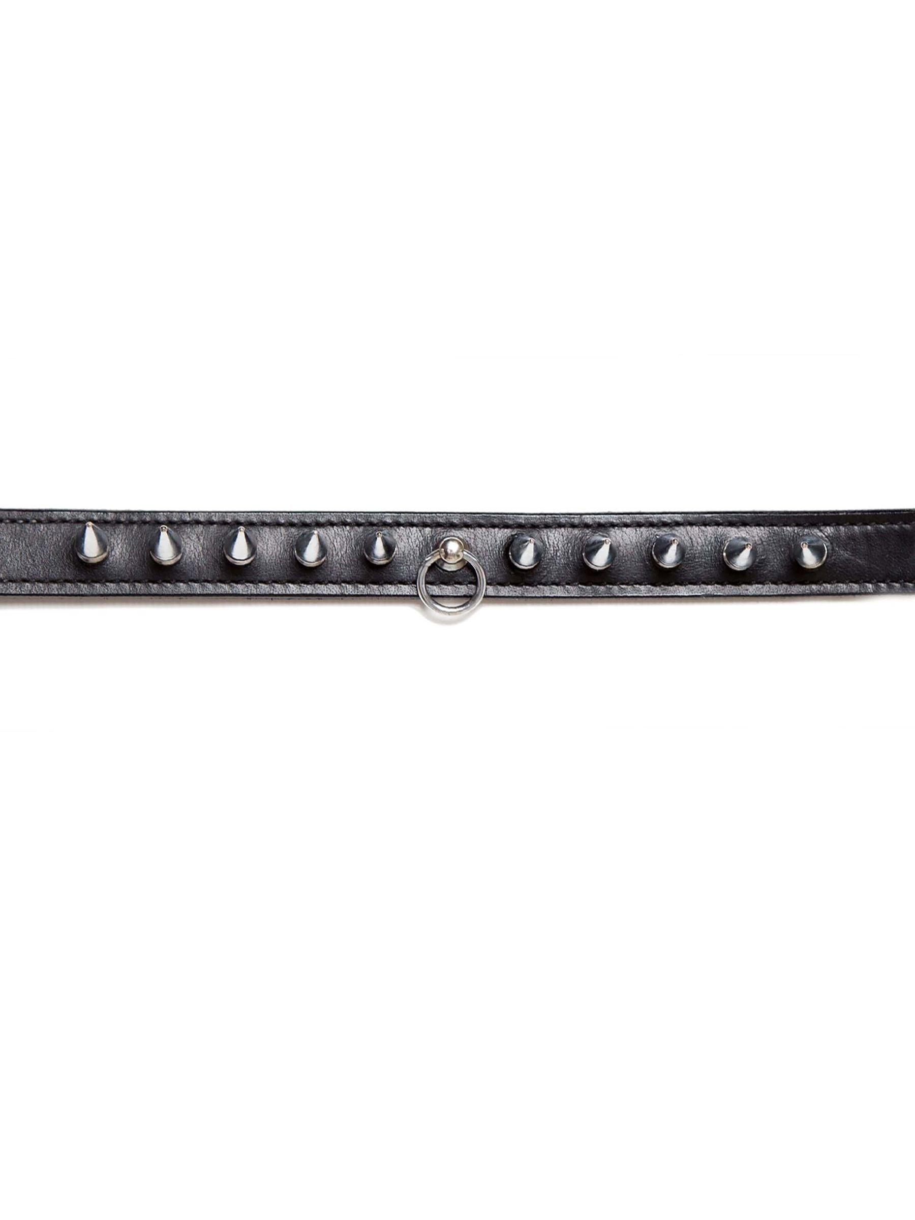 Leder Spike Halsband Schwarz