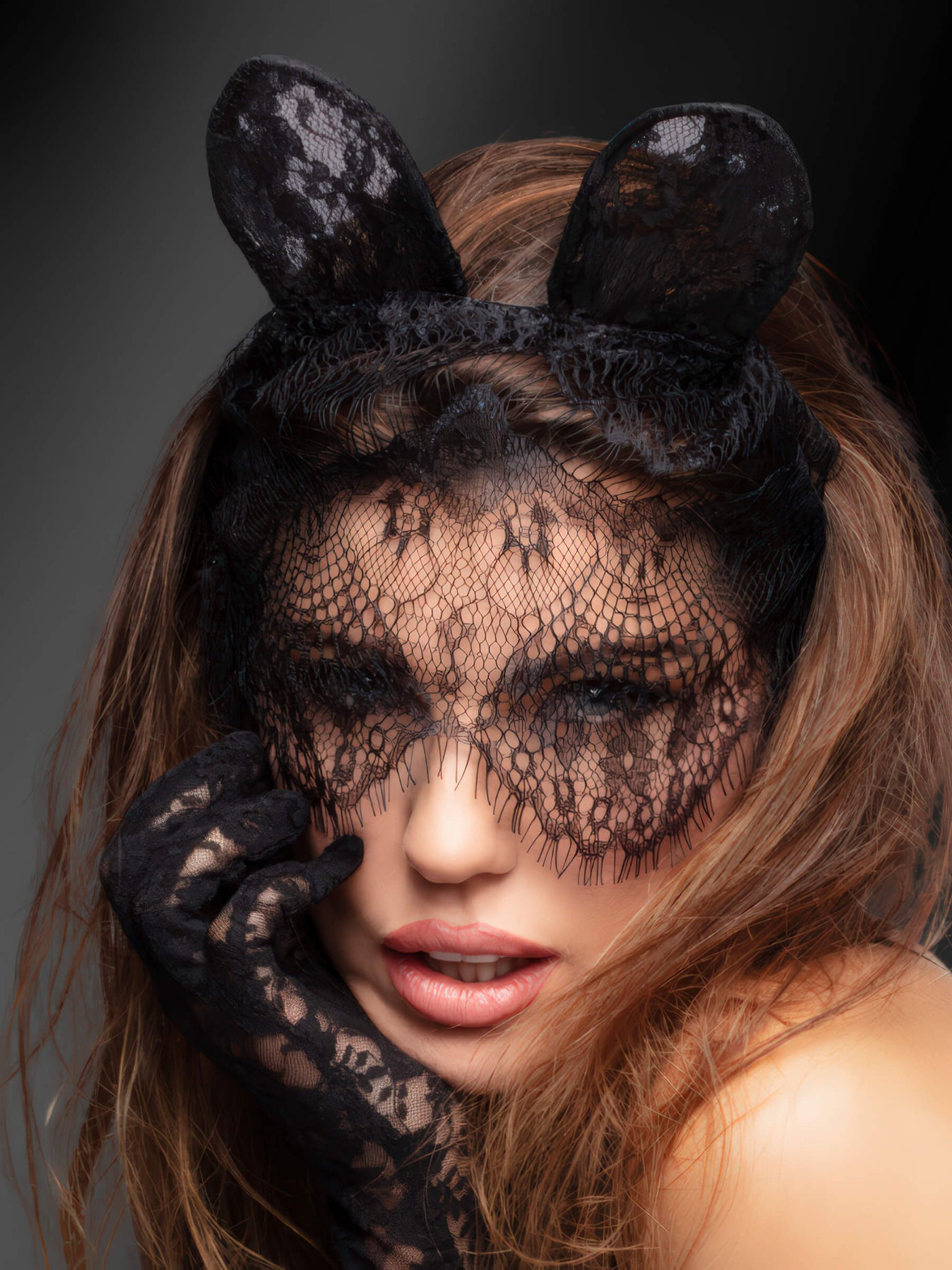 Katzenmaske  Schleier – Spitze