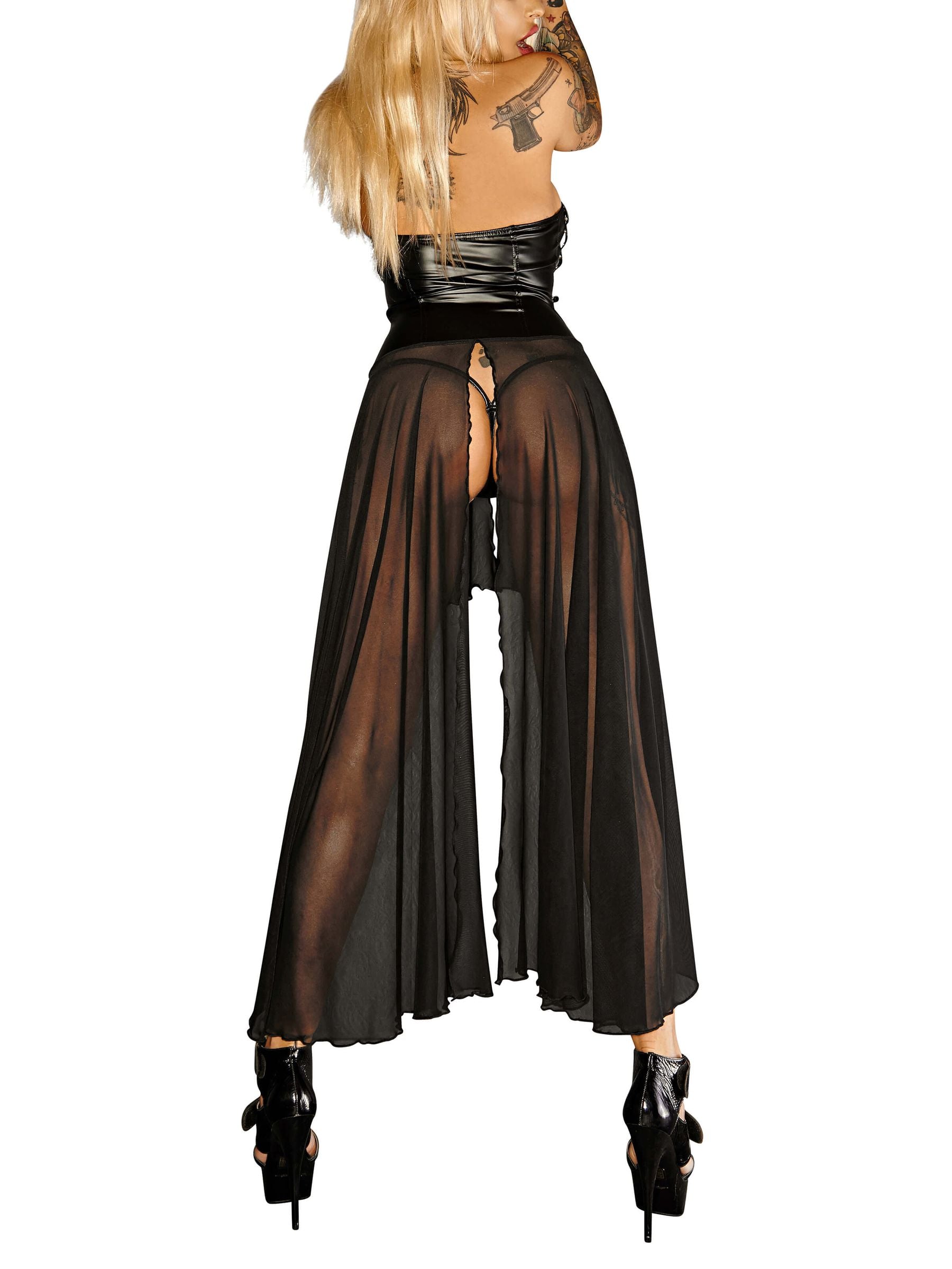 Extravagant black faux leather evening dress