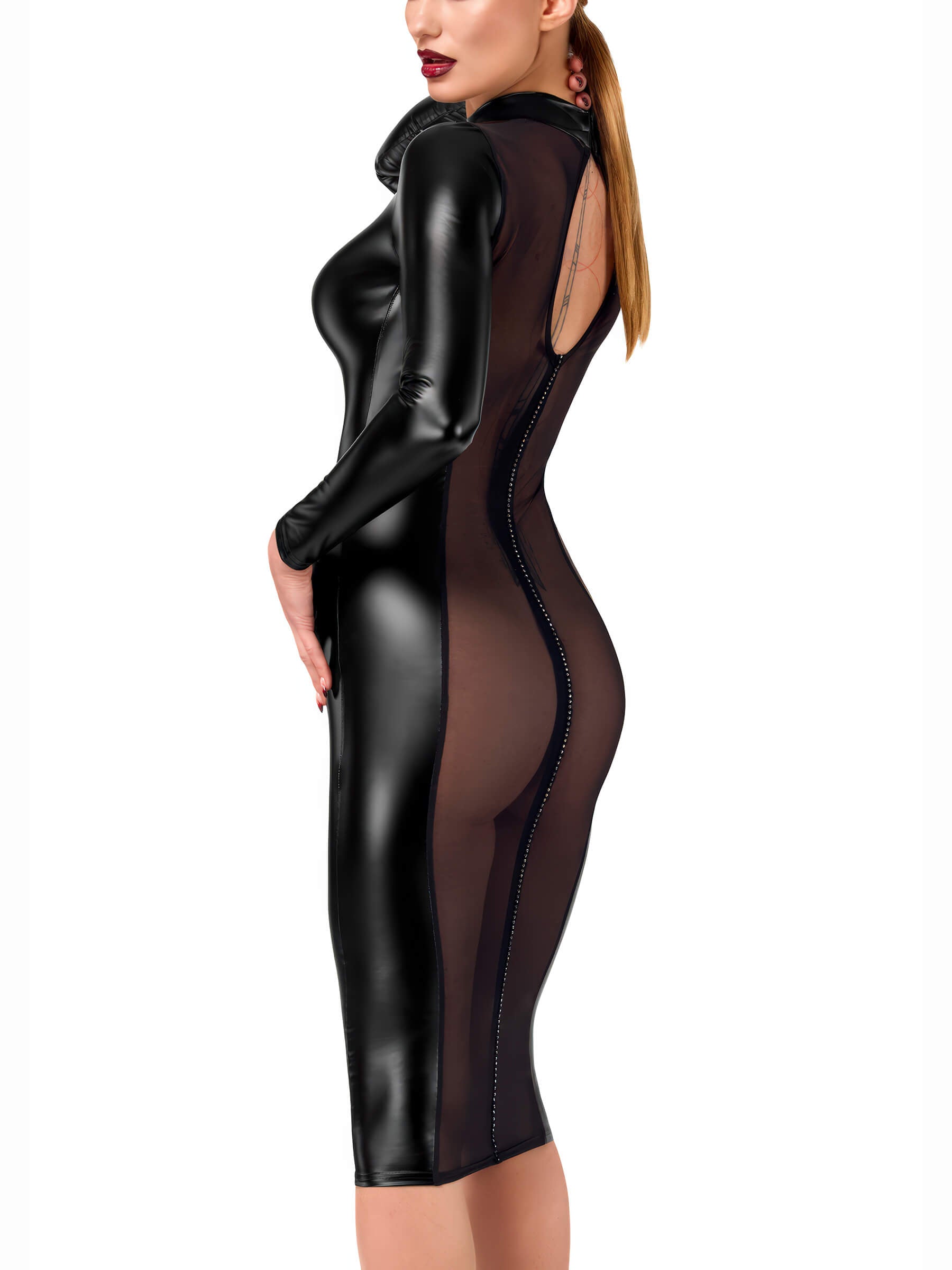 Crystal Back Netzkleid – Wetlook & Tüll