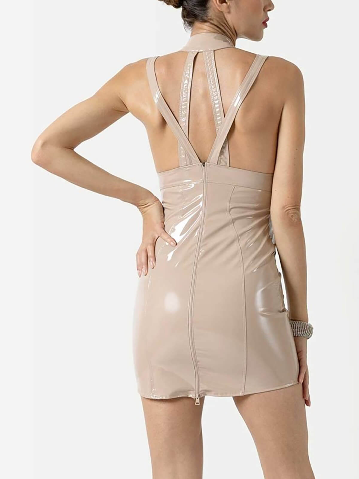 Oria nude vinyl dress