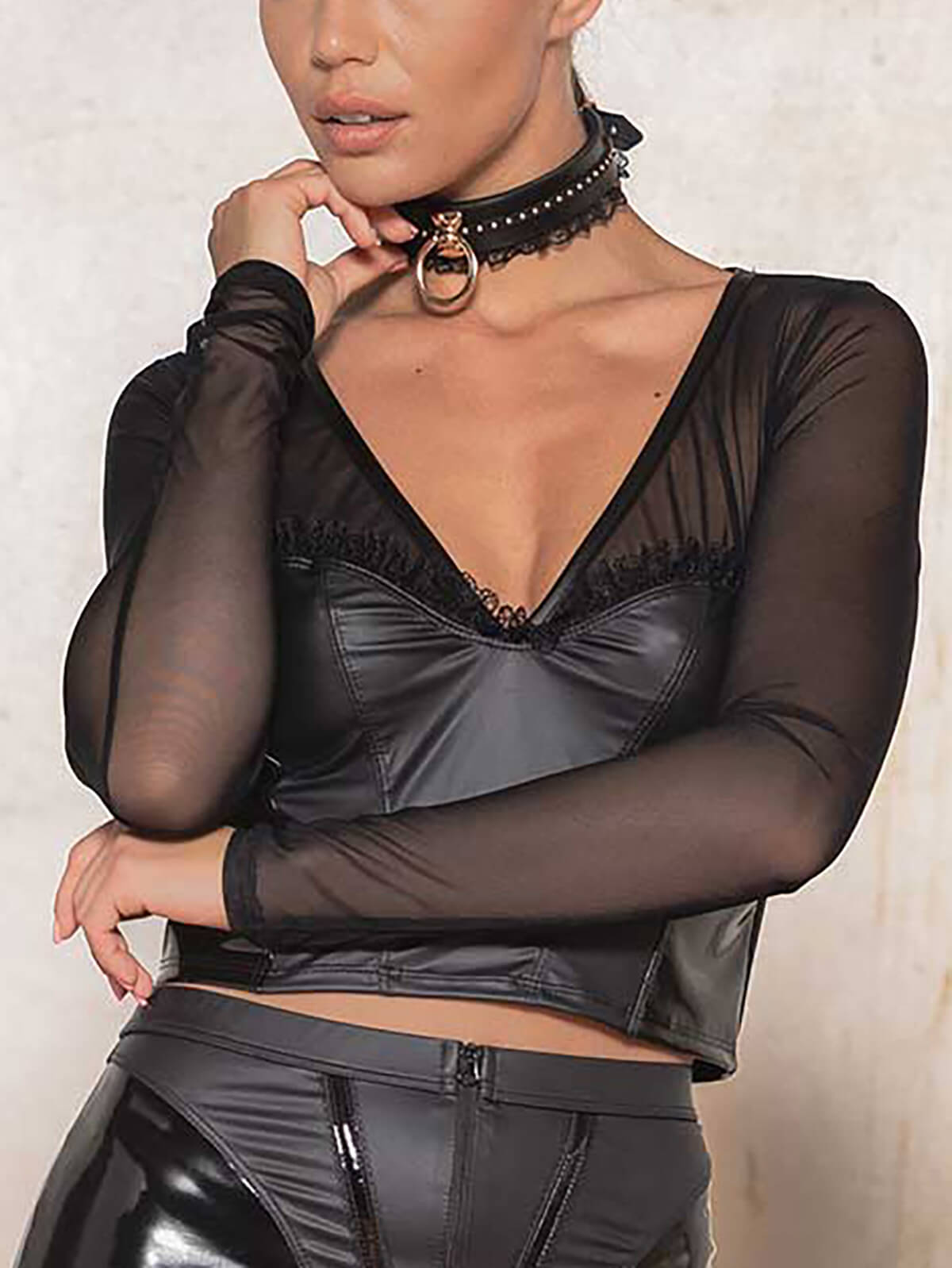 Faux leather top tonnerre