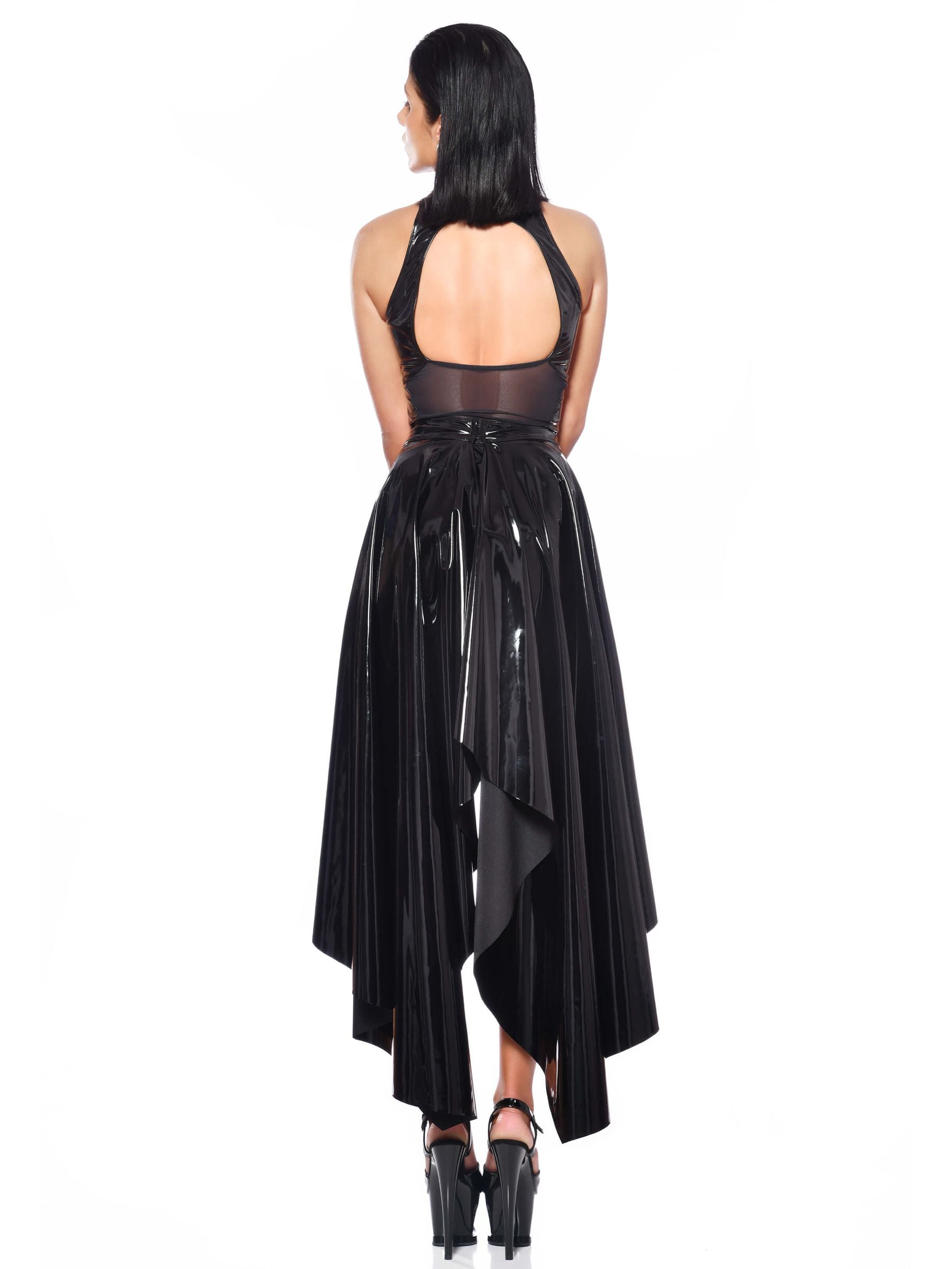 Lack Bluse, Lack Top, Lackveste, Damentop, Lackbluse, Lacktop, Veste, Patrice Catanzaro, Lackschwarzes Top, V-Ausschnitt, Veste aus Lack, Schwarz, Lackschwarz, Oberteil, Shirt, Lack, Stretch