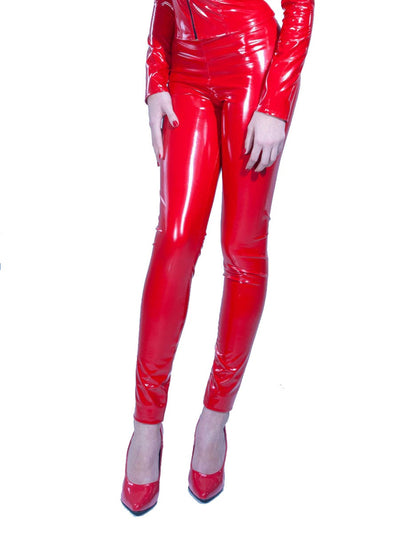 Lackleggings, Leggings, Leggings gänzend, Lackrot, Stretchlack, rot, figurbetont ,Catanzaro, Patrice, Patrice Catanzaro, Lack Leggings, enge Lack Leggings, Damenleggings , rote Lackjeans