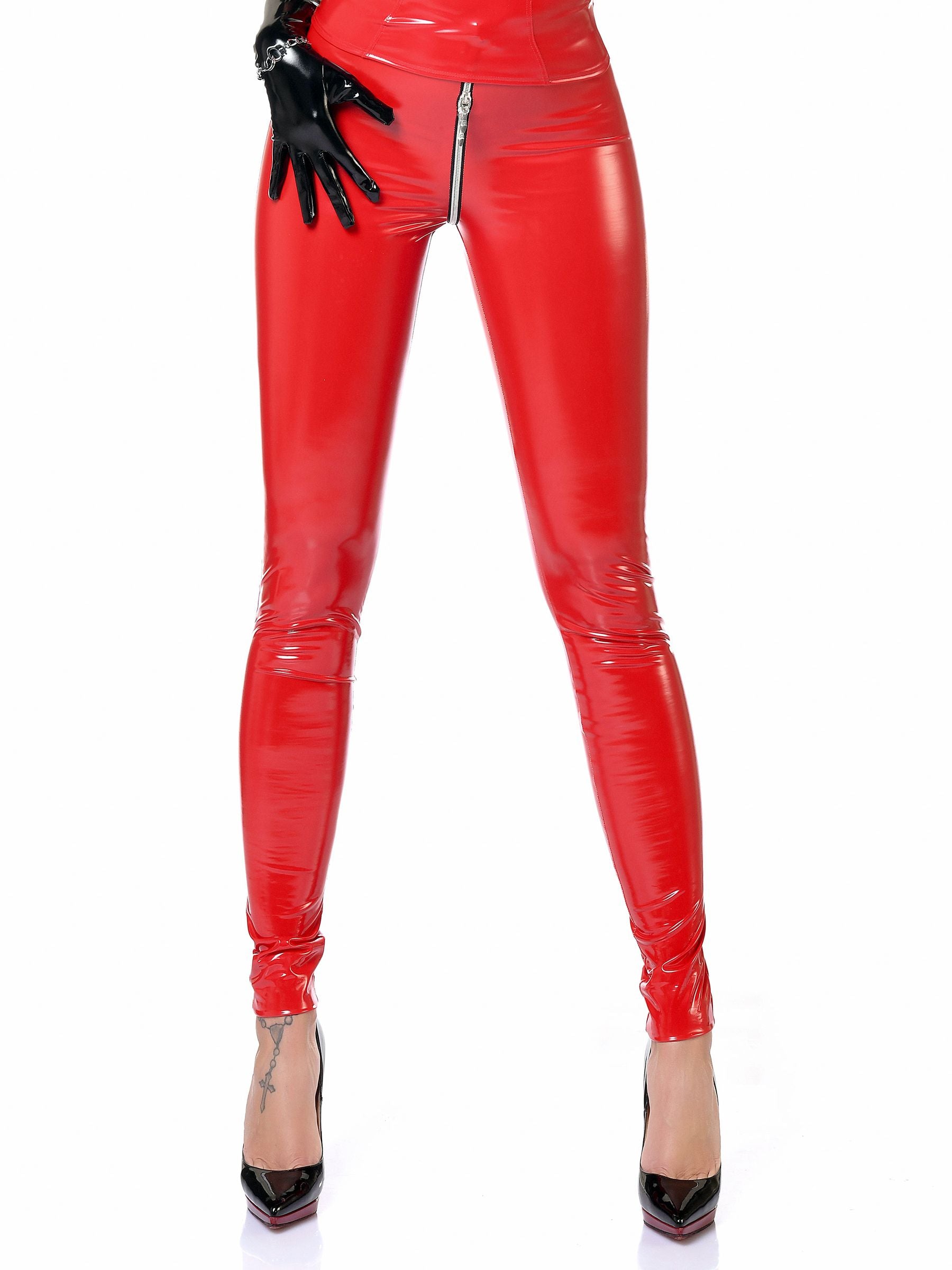 Lack Legging Zipper  - Rot