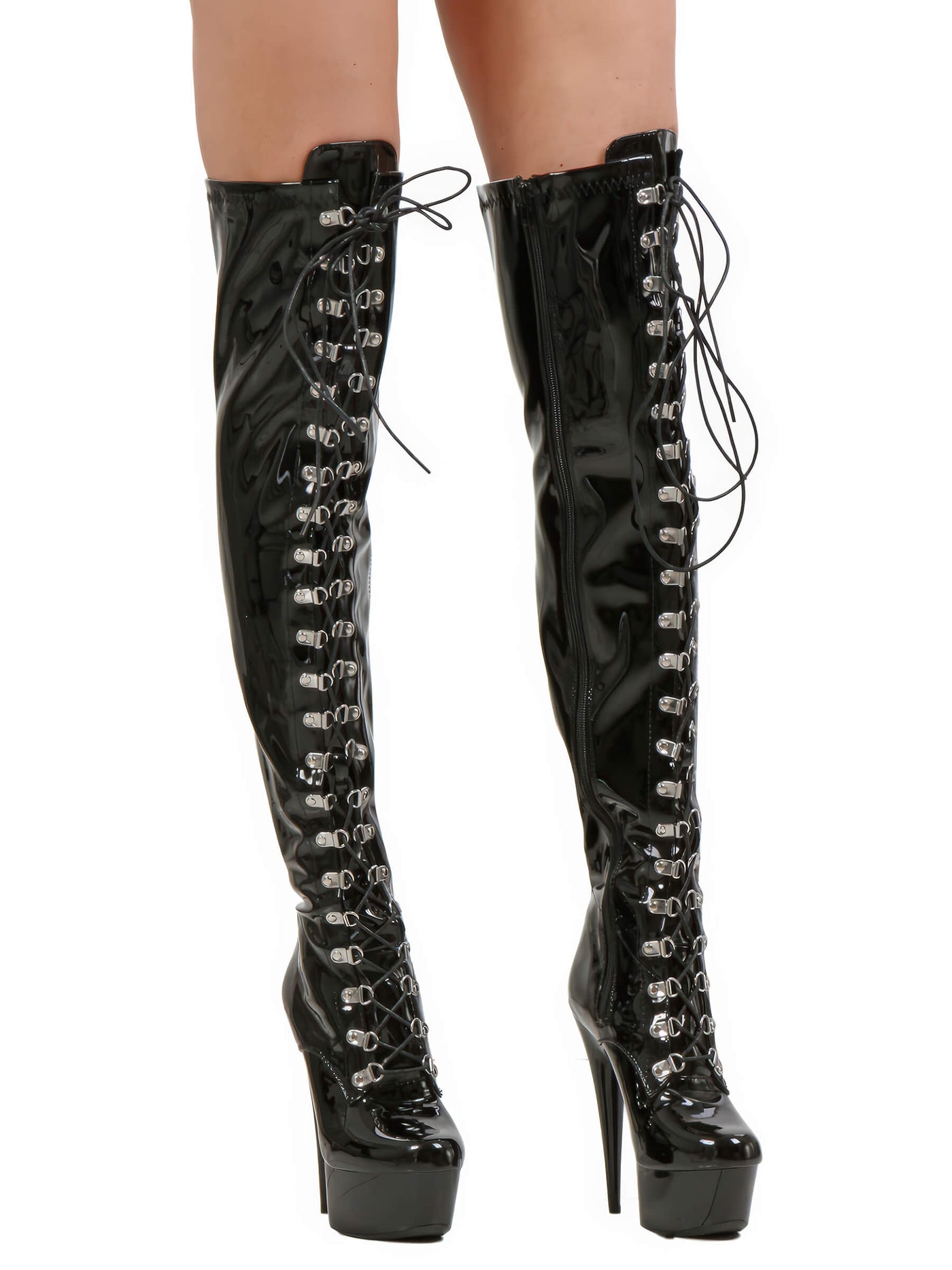 Plateau Lackstiefel Schwarz