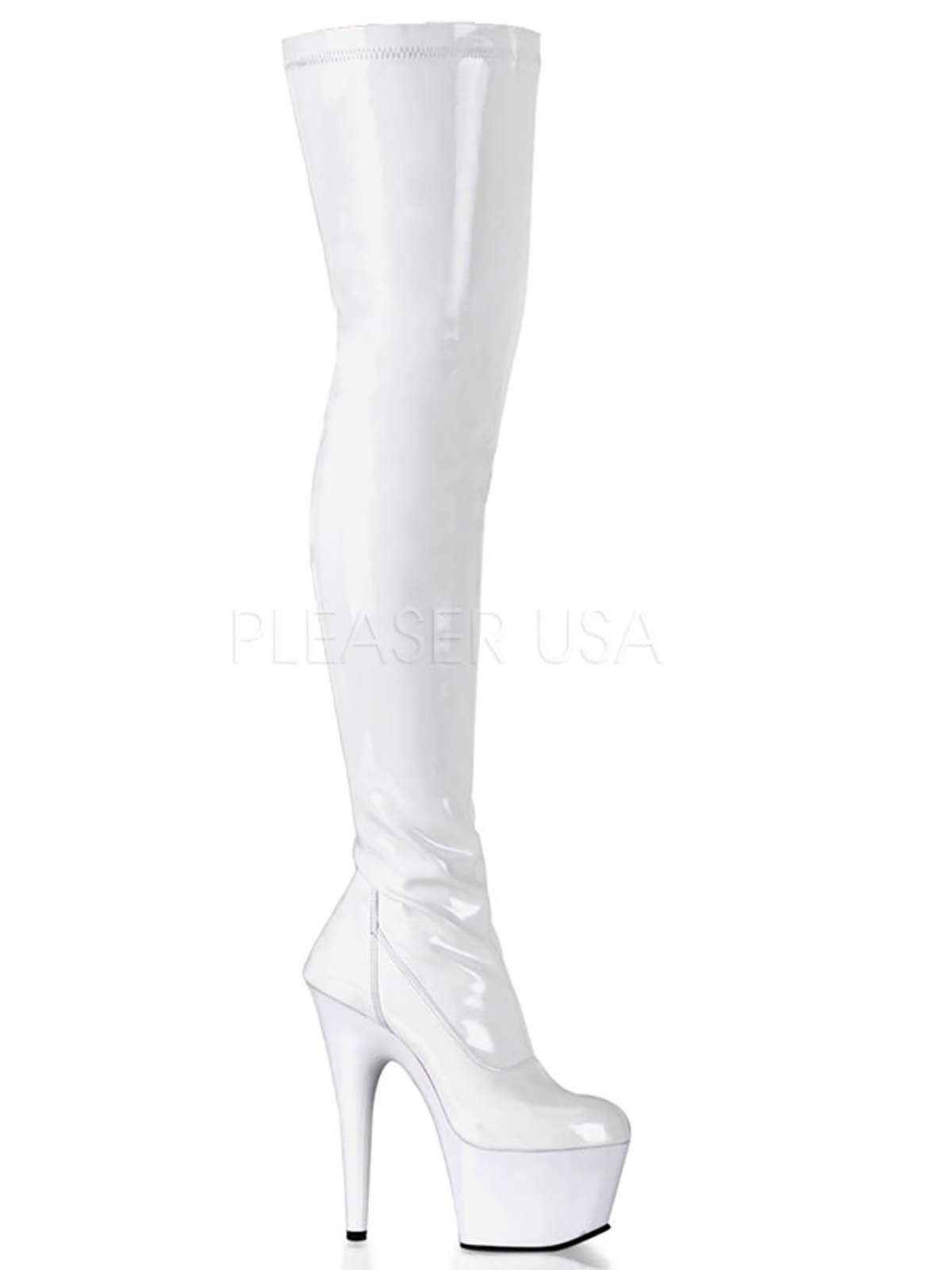 Lackstiefel, Stiefel, weisse Lackstiefel, Plateaustiefel, Lackweiss, weisse Overknee, Stretch, Plateau Stiefel, Oberschenkellang, Stiefel, Lack, Stretch, Stretchlack, Lackplateau, weiß, weiss