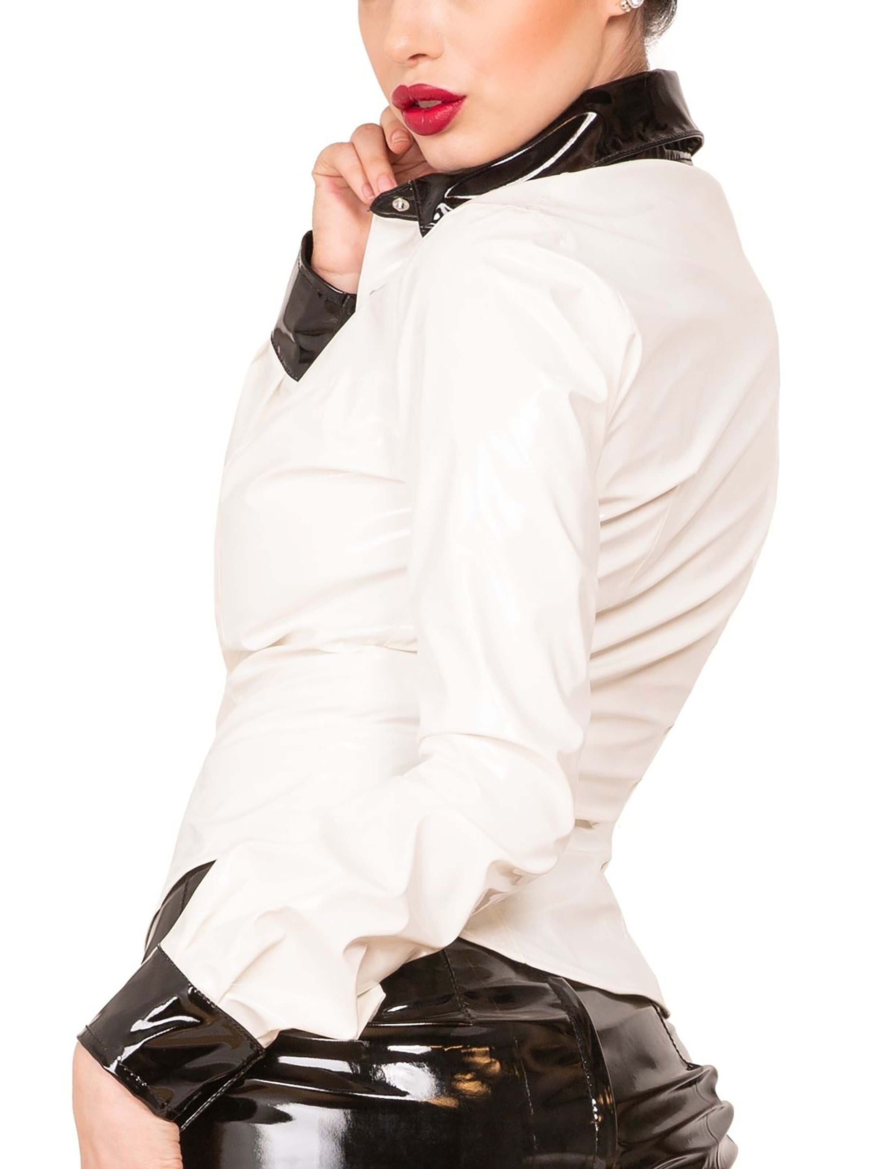 Lacktop, lackoberteil, damenlacktop, top aus lack, lackbluse, lack bluse, lackbustier, weiss, Lackweiss, top, damentop, sexy top, tanktop, lack oberteil, lack bluse, lack shirt, bhtop, bh