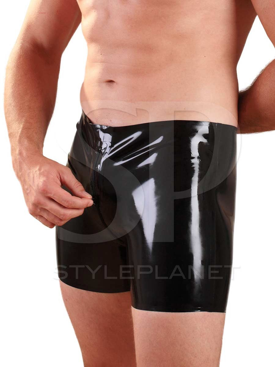 Latex Boxer Zipper Shorts