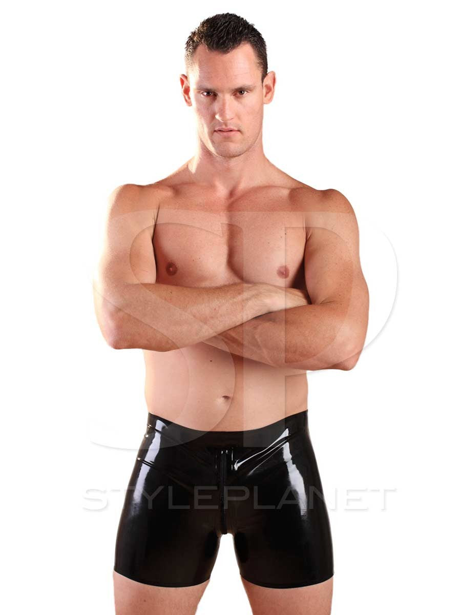 Latex Boxer Zipper Shorts