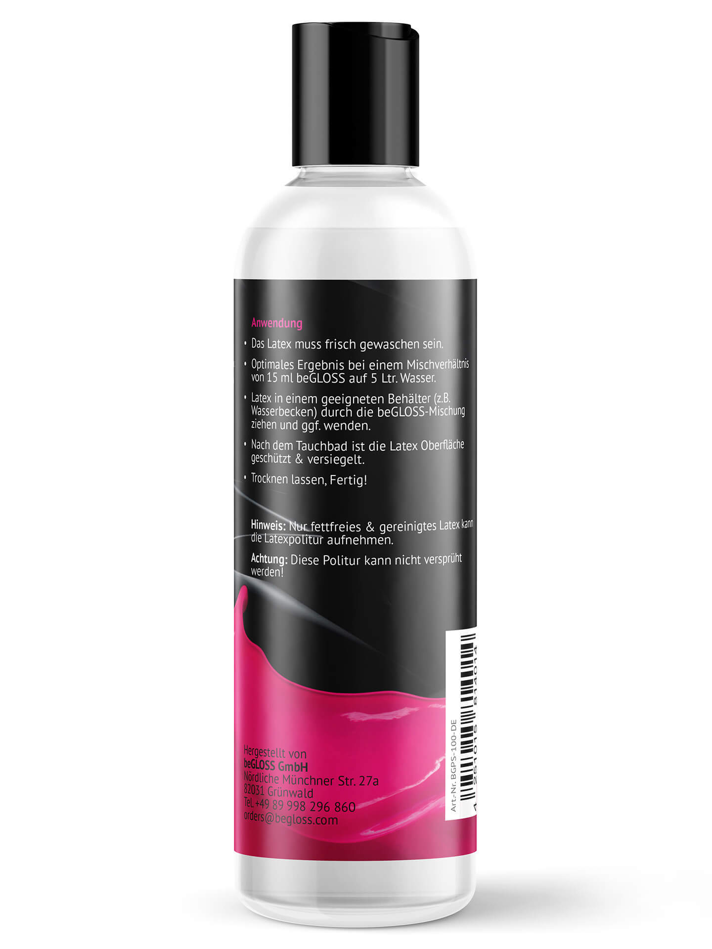 beGLOSS PERFECT SHINE TRAVELER 100 ml Politur für Gummi- & Latexkleidung, Siliconöl, Silikon öl, Silicon öl, Latexöl, Silikon Öl, latex politur, gummi politur, Silikon, latexpflegemittel, Silikon latex, Gummipolitur, Gummipoliermittel