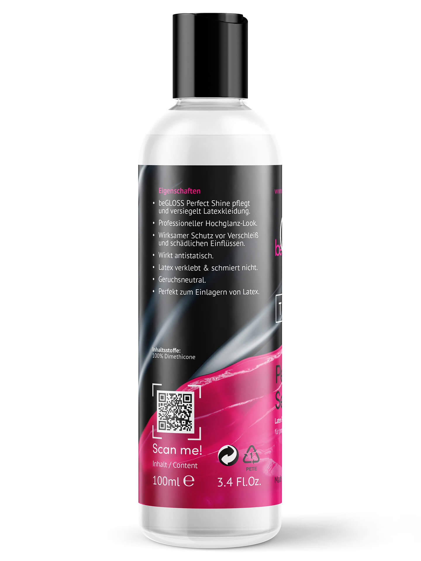 beGLOSS PERFECT SHINE TRAVELER 100 ml Politur für Gummi- & Latexkleidung, Siliconöl, Silikon öl, Silicon öl, Latexöl, Silikon Öl, latex politur, gummi politur, Silikon, latexpflegemittel, Silikon latex, Gummipolitur, Gummipoliermittel
