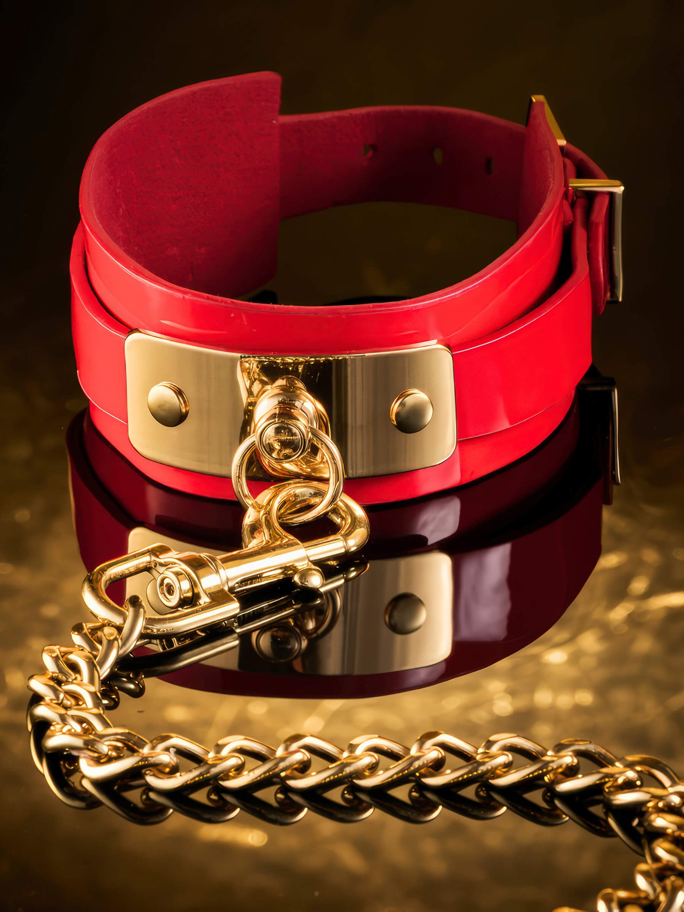 VEGAS – Hochglanz-Halsband mit O-Ring & Leine