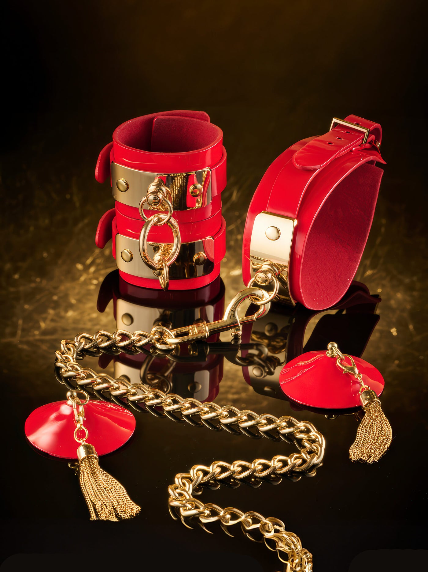 VEGAS – Rote Hochglanz-Fussfesseln