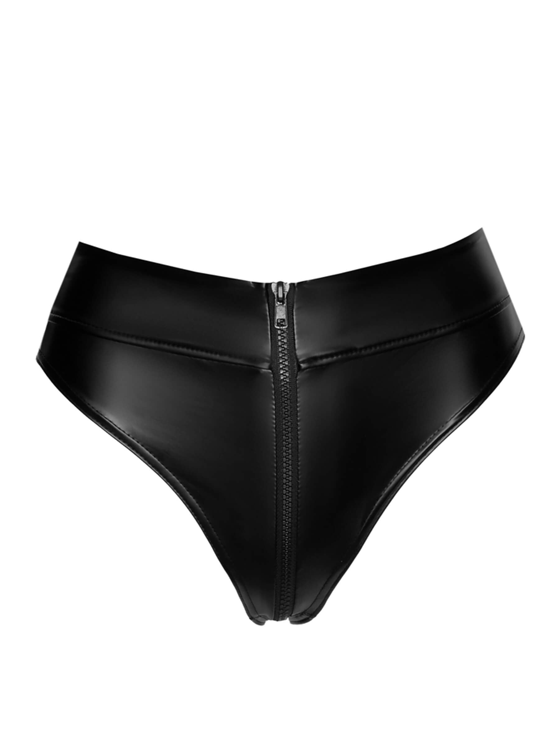 Powerwetlook tailored briefs with 2-way zipper
