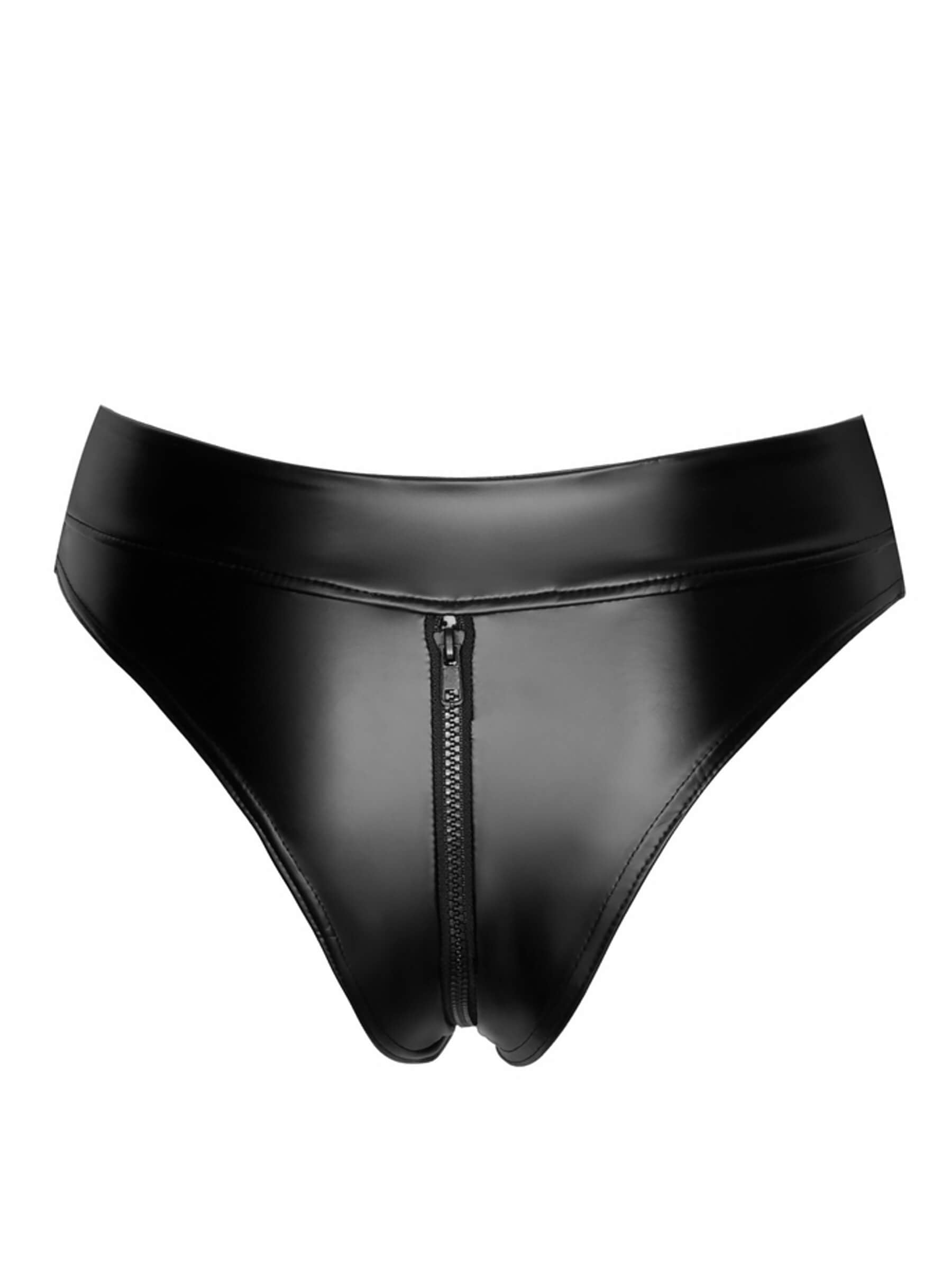 Powerwetlook tailored briefs with 2-way zipper