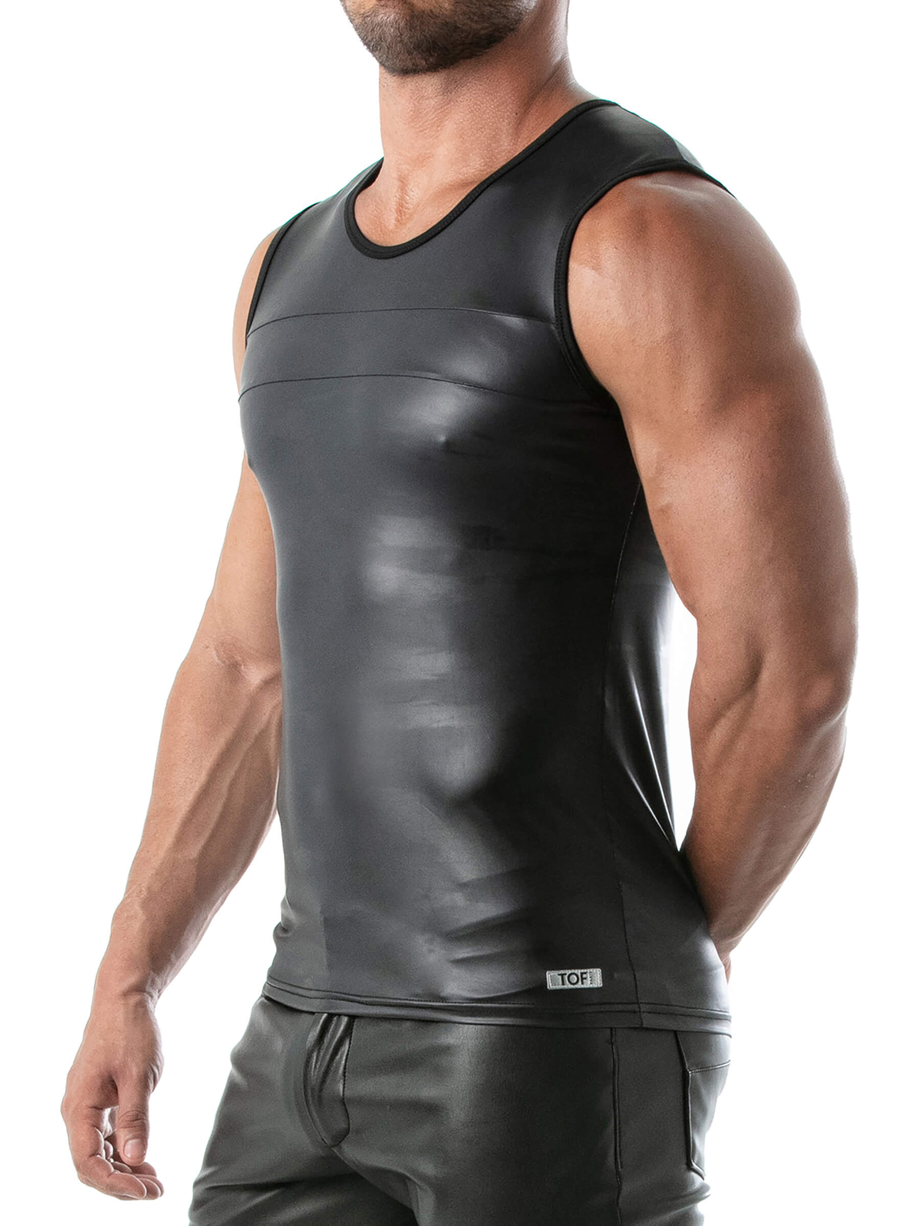 Men's Faux Leather Tank Top