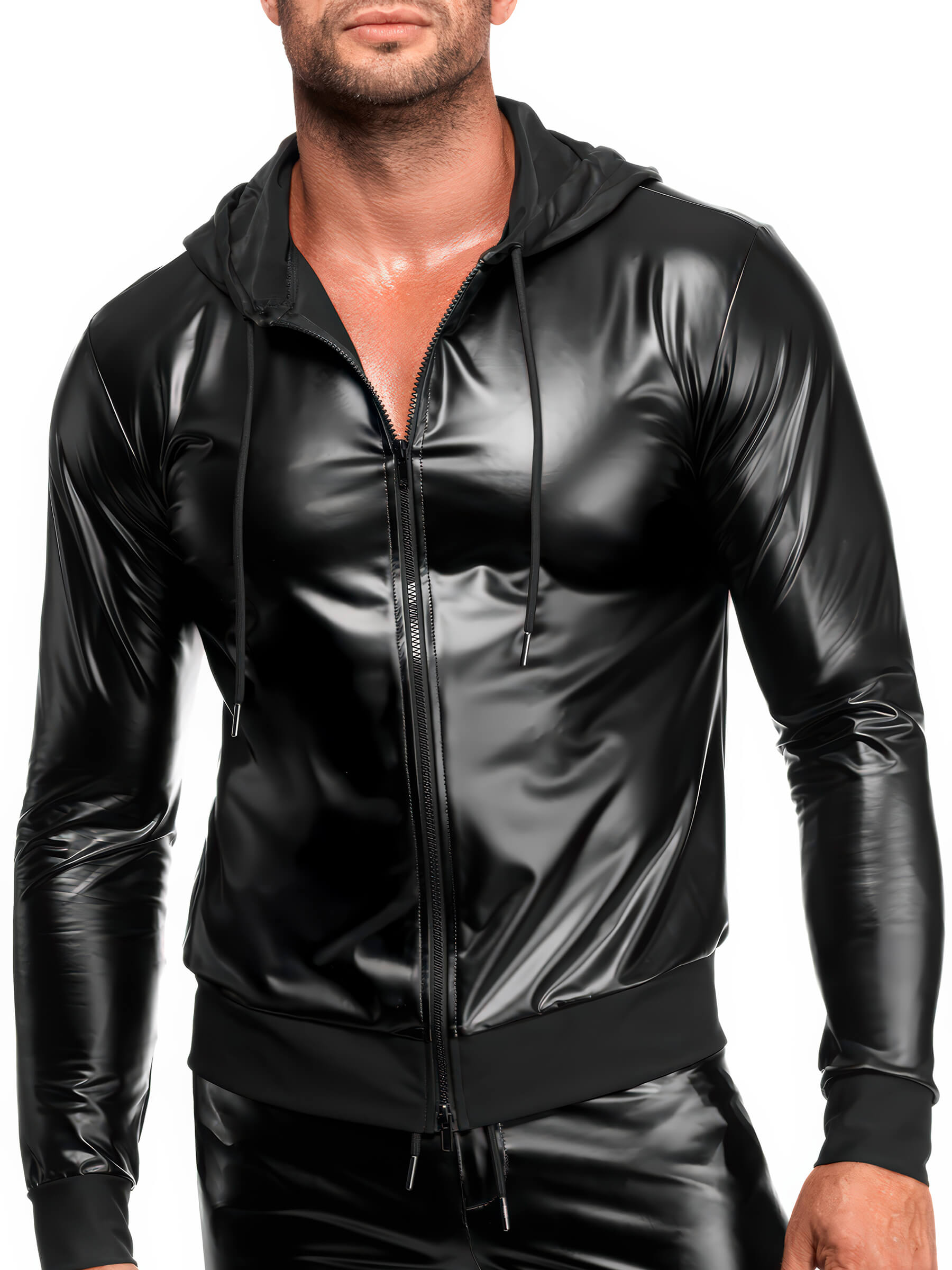 Wetlook Herren Hoodie mit Reißverschluss
