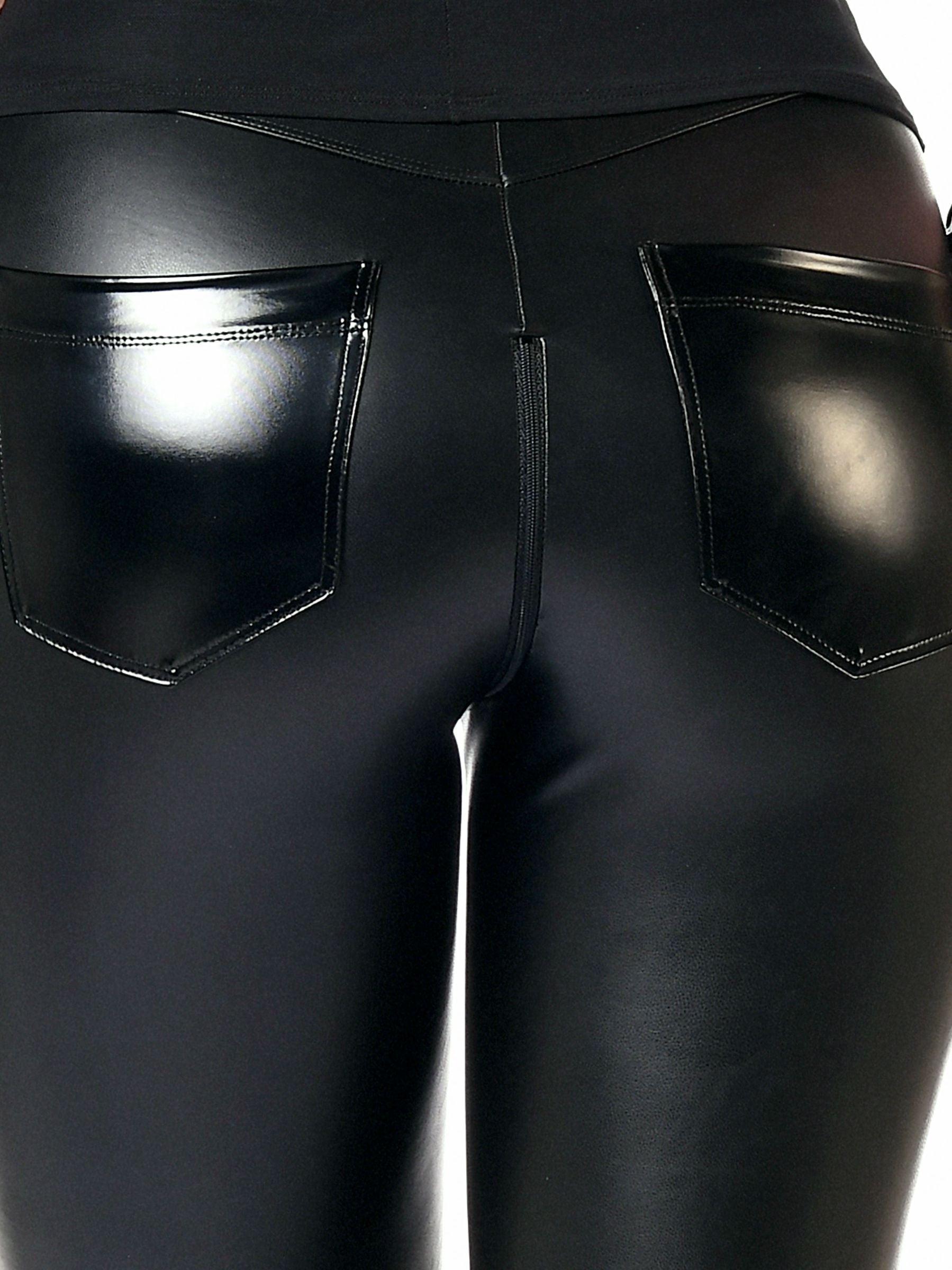 Dina - Wetlook Teggings mit OV ZIP