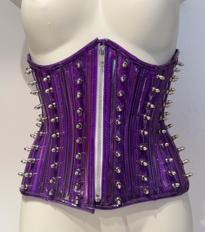 PVC Unterbrust Korsett - Transparent Spike Purple Alexa
