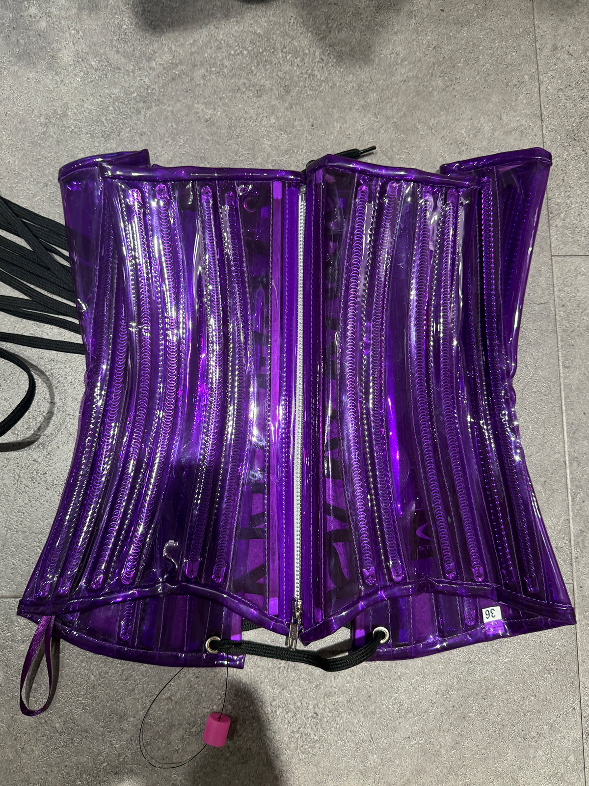 PVC Unterbrust Korsett - Transparent Purple Alexa