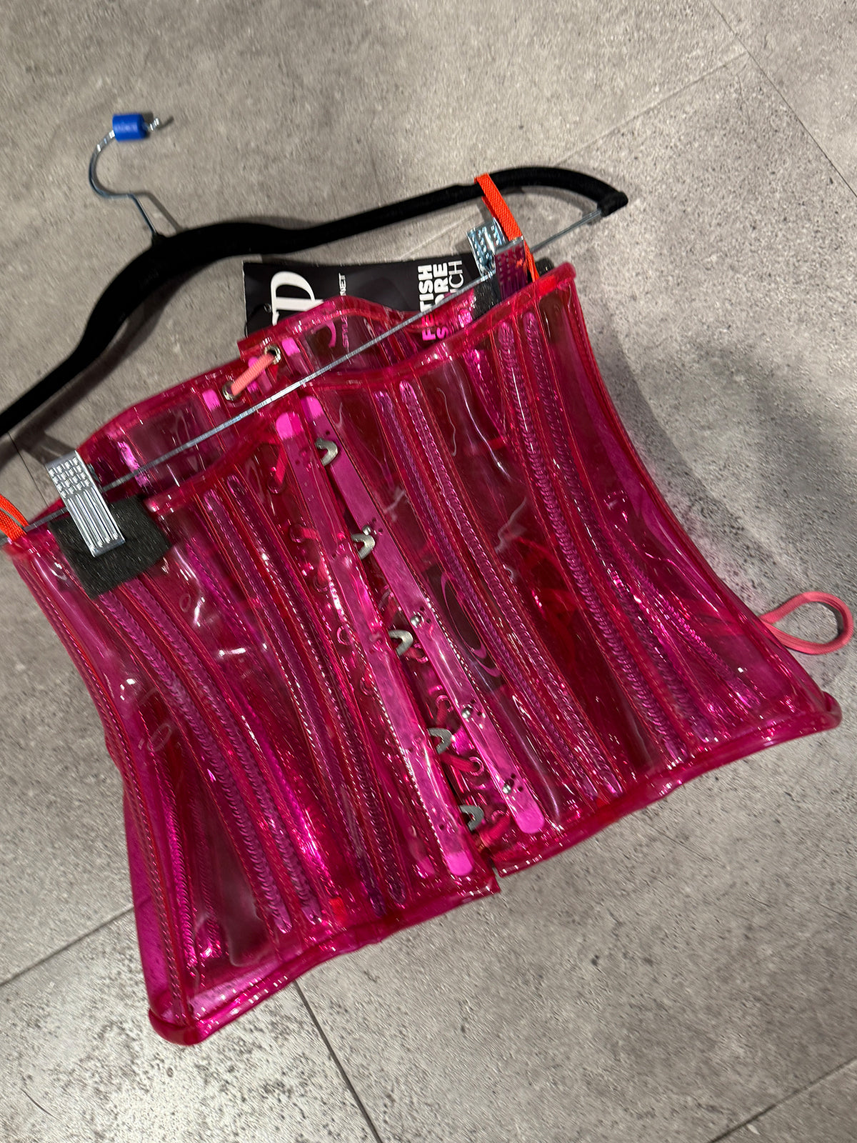 PVC Unterbrust Korsett - Transparent HOTPINK - BABE