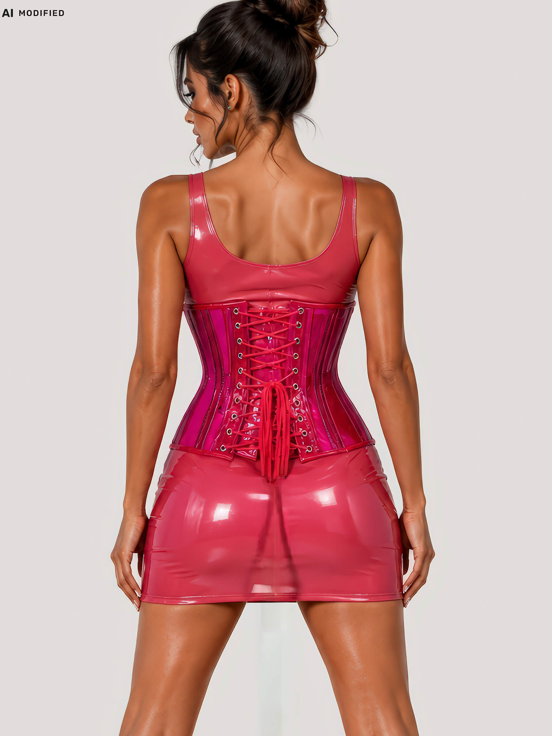 PVC - Unterbrust Korsett - Transparent HOTPINK - DIVA