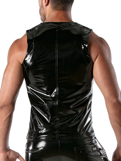 VINYL ZIPPED TANK TOP BLACK