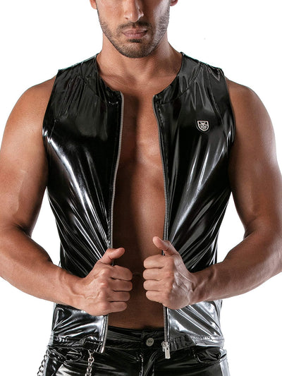 VINYL ZIPPED TANK TOP BLACK