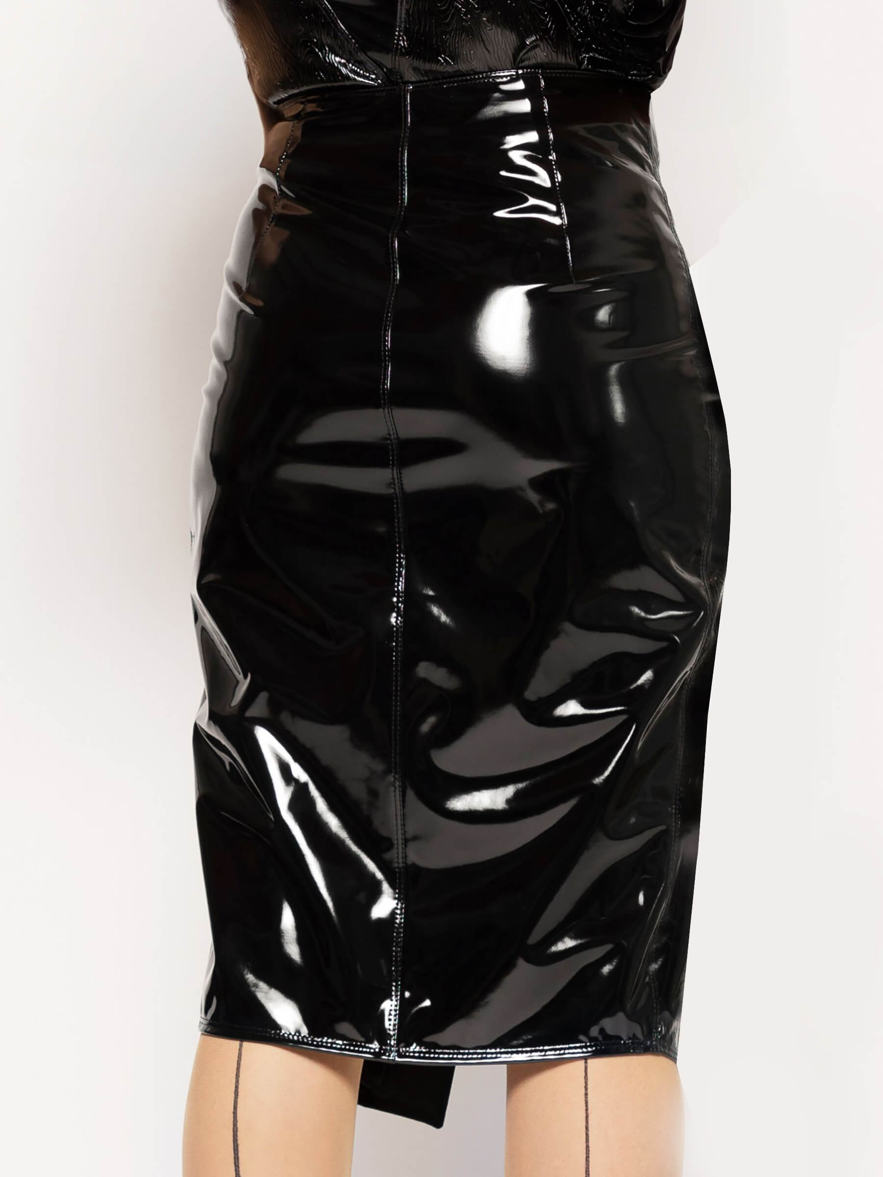 Damen Knielanger Lackrock