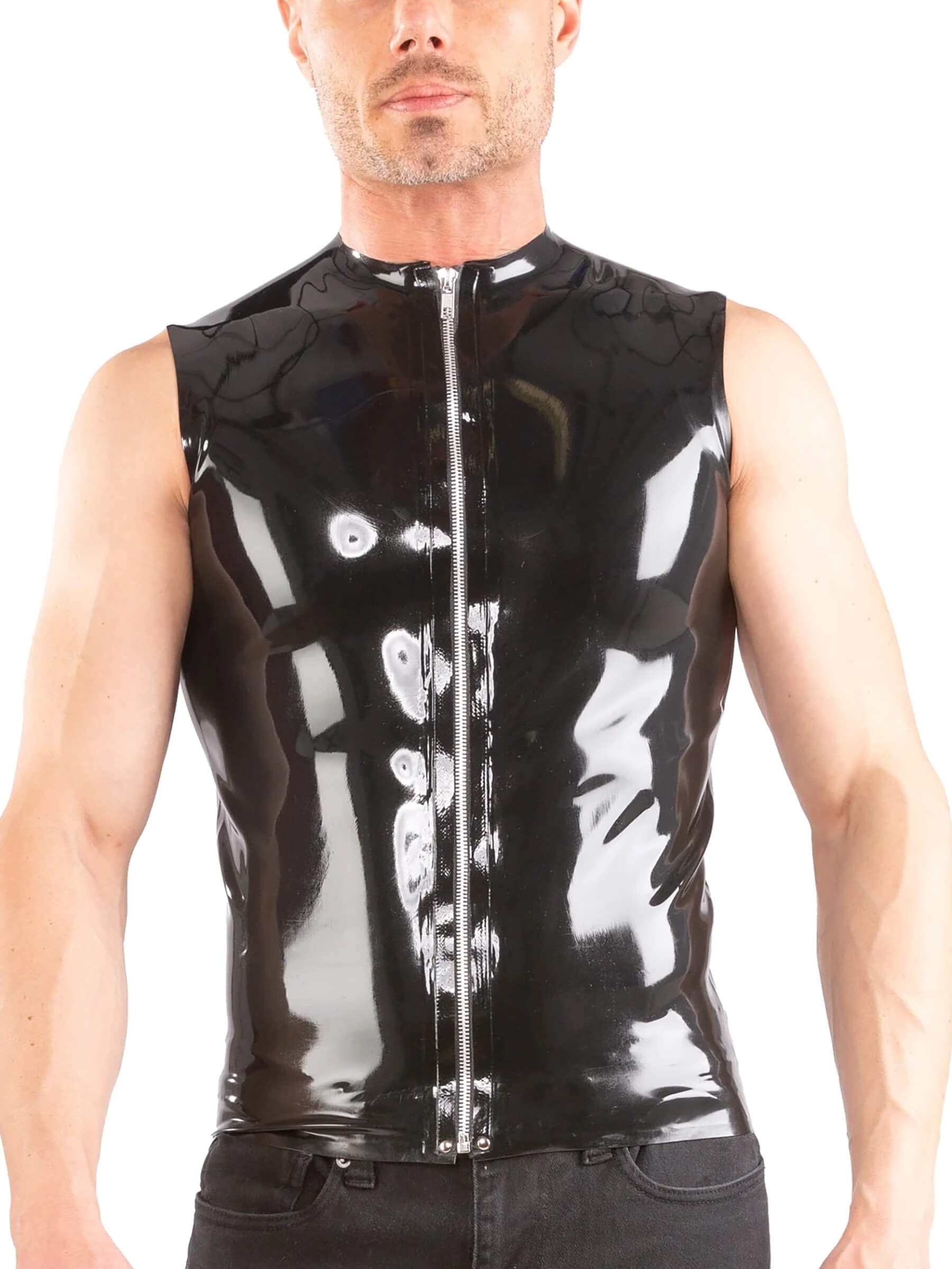 Latex shirt with zipper