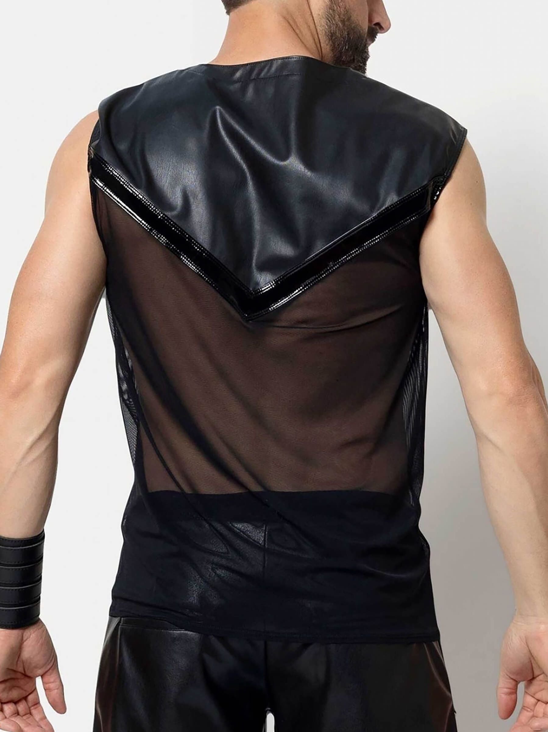 Ingvald Kunstleder Netzshirt