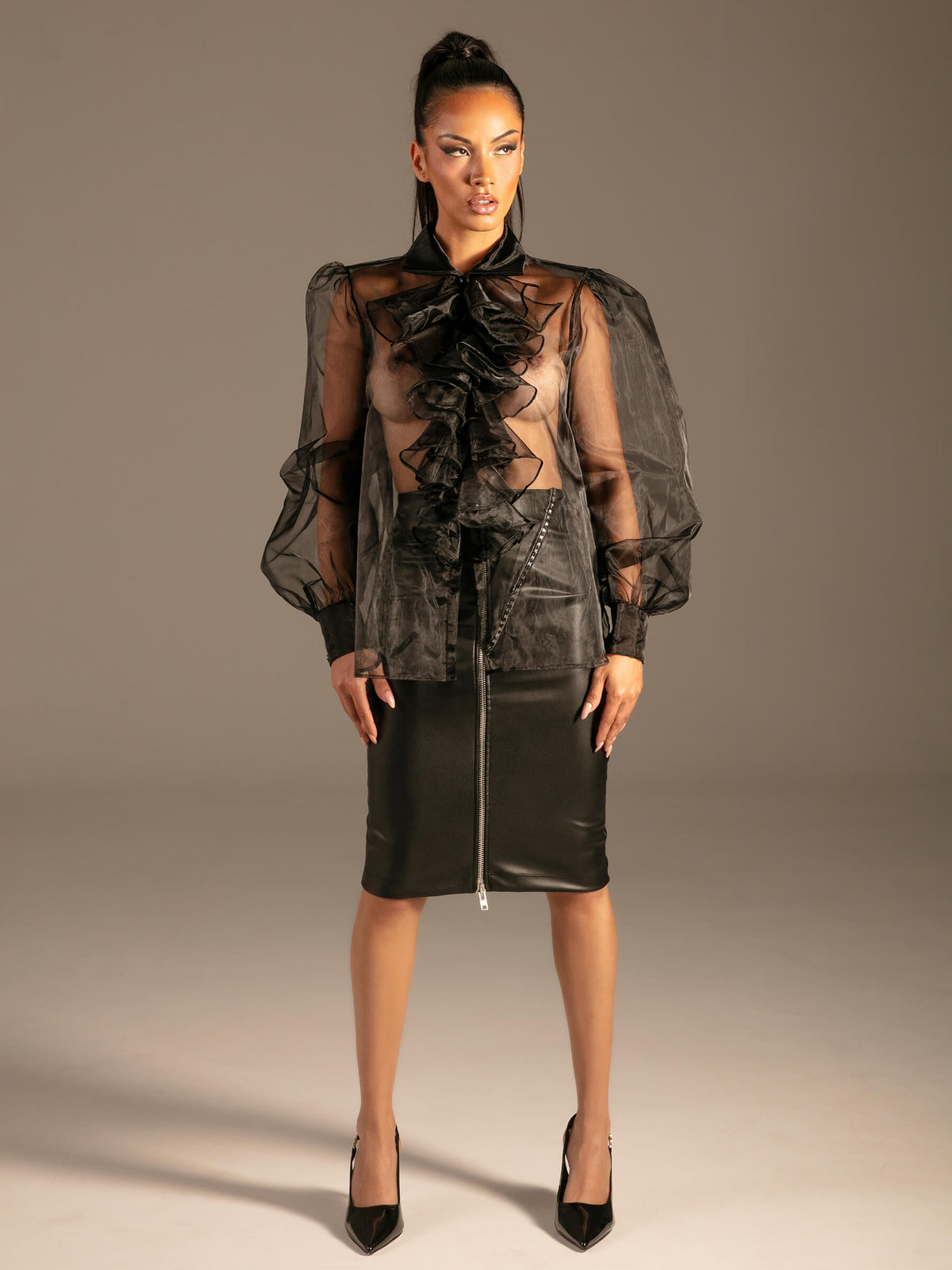 Transparente Organza Bluse