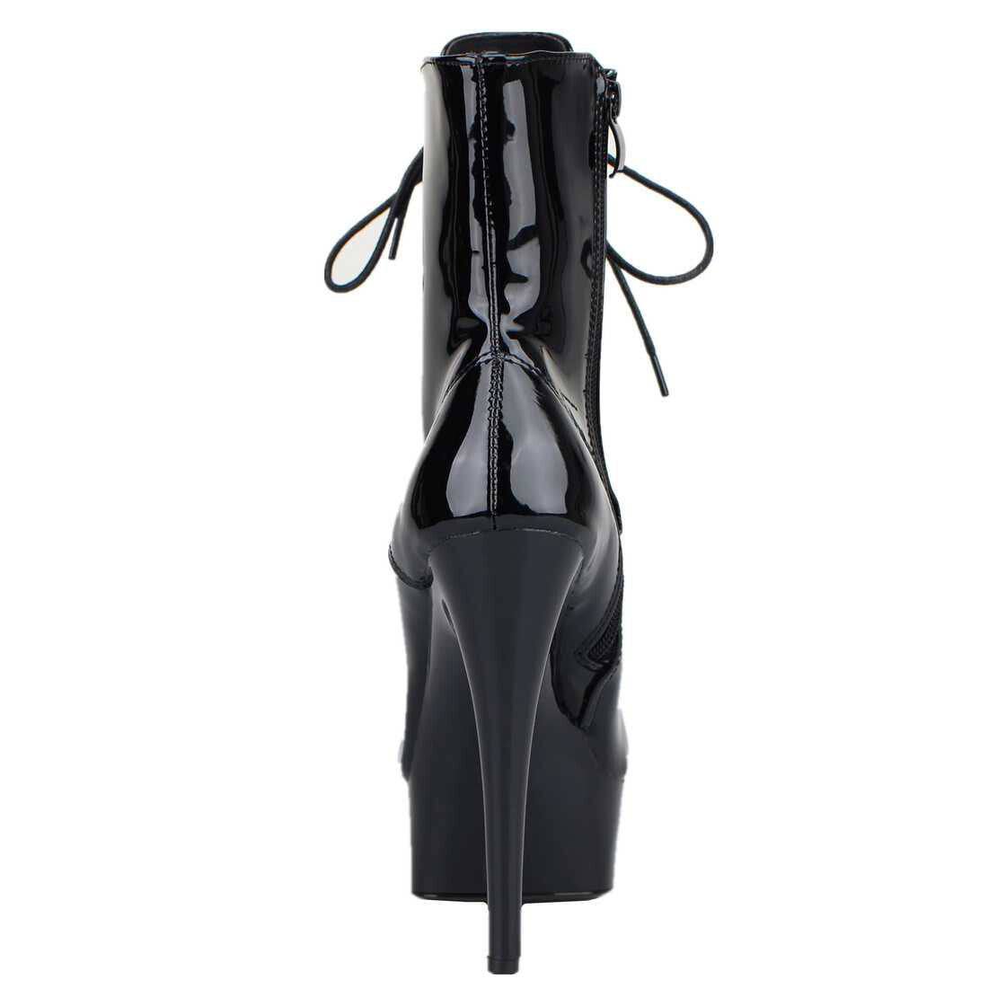 Black patent leather boots, black